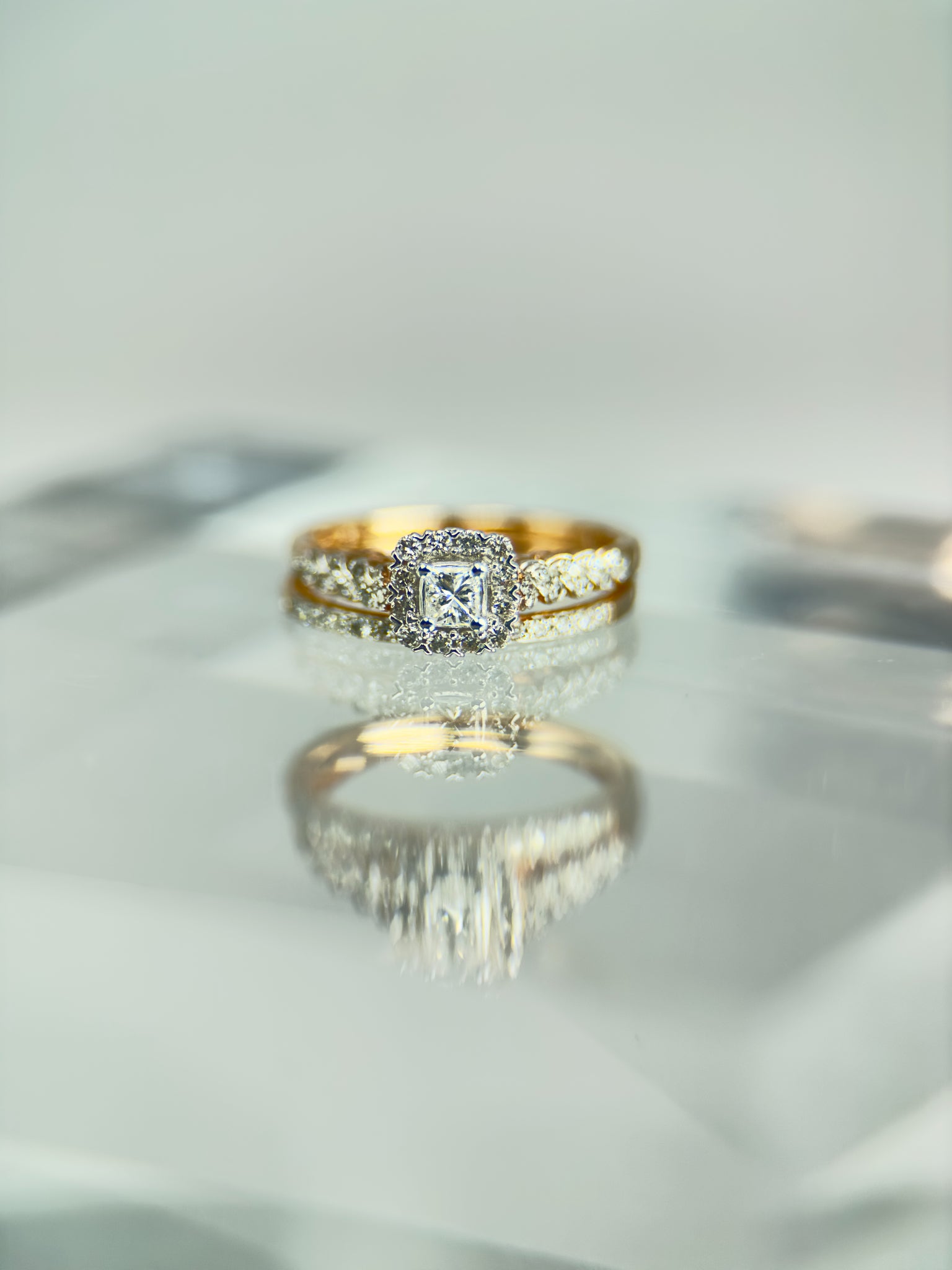 DR1081 - 14K Rose Gold - Princess (Halo) - Diamond - Bridal Ring