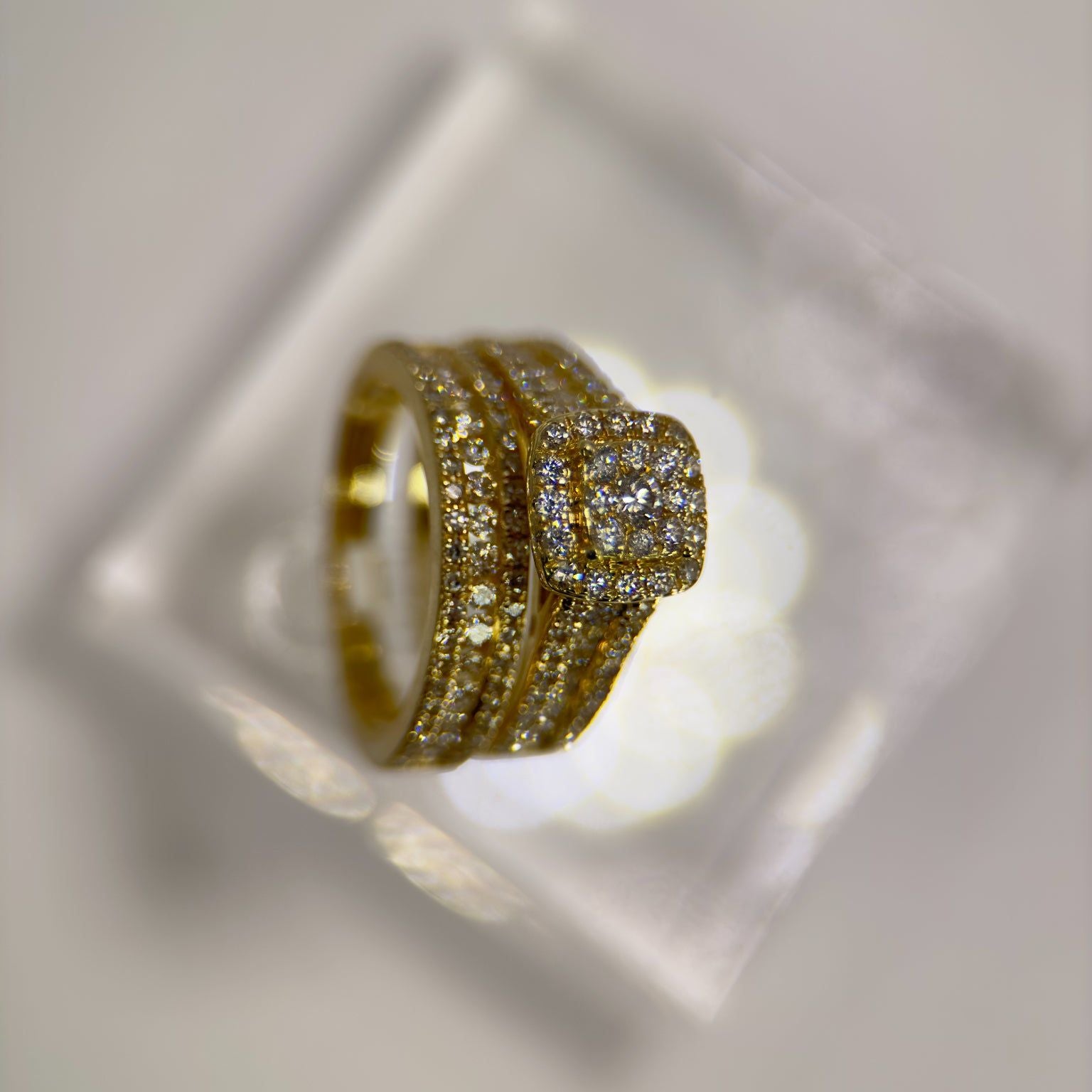 DR1084A - 14K Yellow Gold - Cushion (Halo) - Diamond - Bridal Ring - Duo