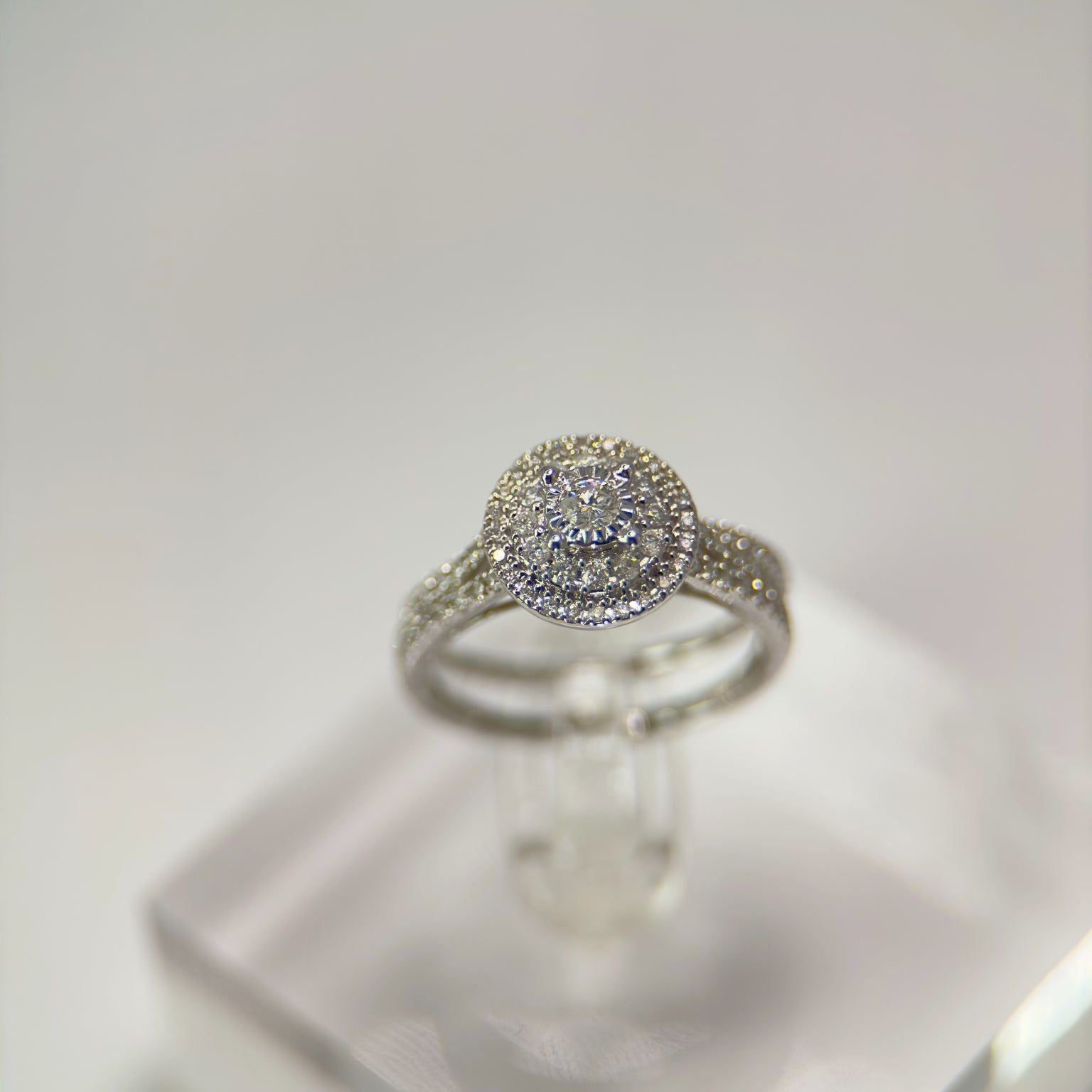 DR1119 - 10K White Gold - Round (Halo) - Diamond - Bridal Ring