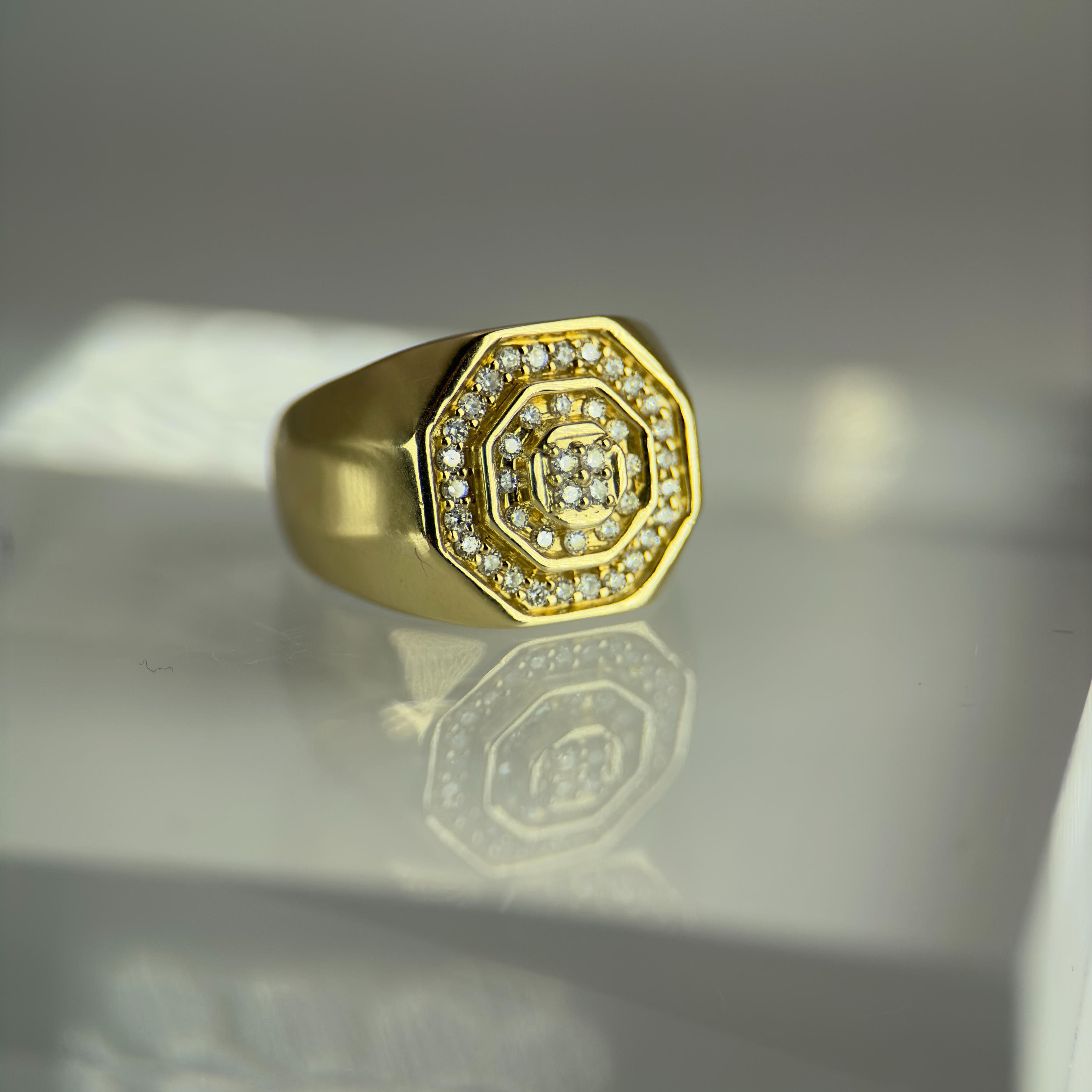DR1196 - 14K Yellow Gold - Round (Pave) - Diamond - Men's Diamond Rings