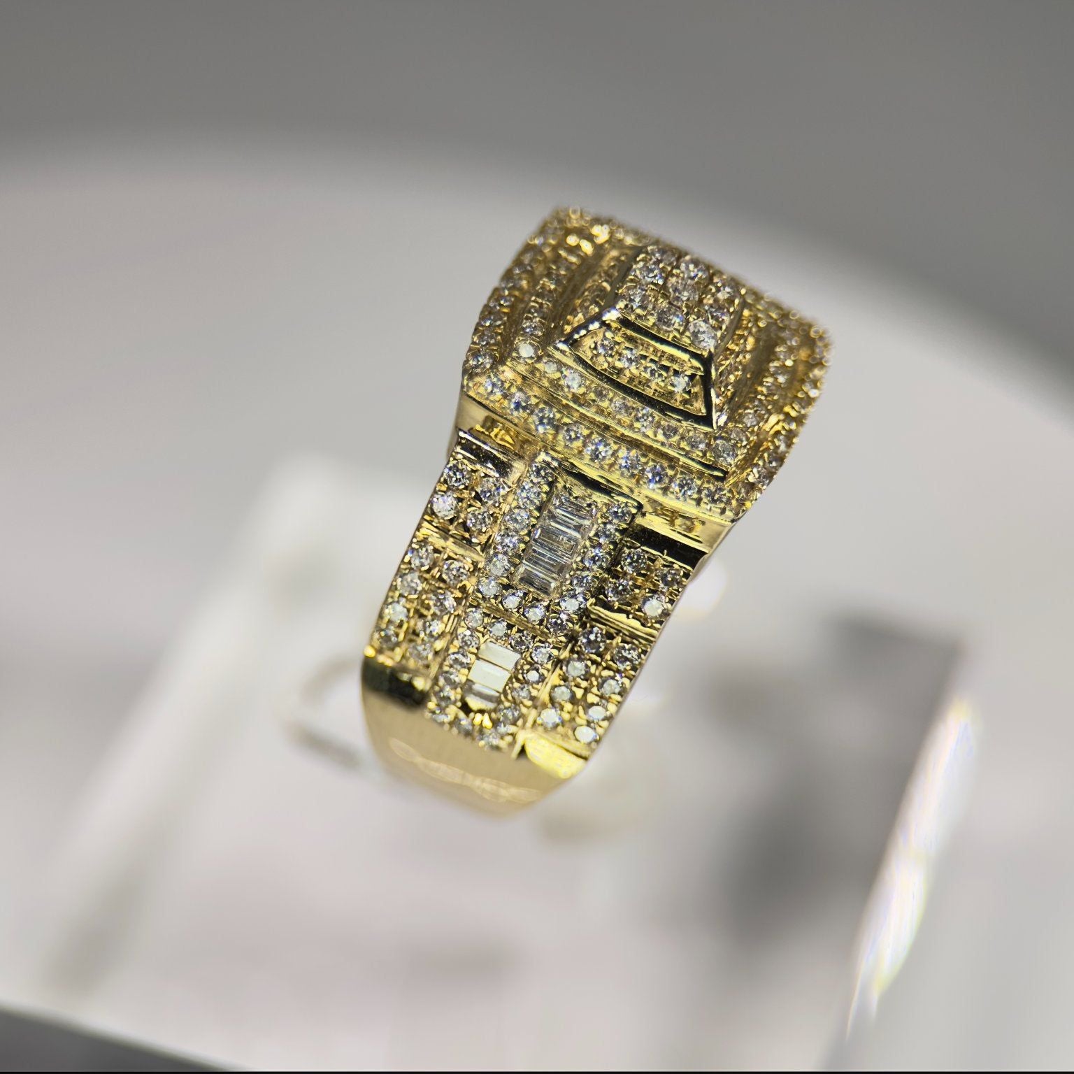 DR1197 - 14K Yellow Gold - Cushion - Diamond - Men's Diamond Rings