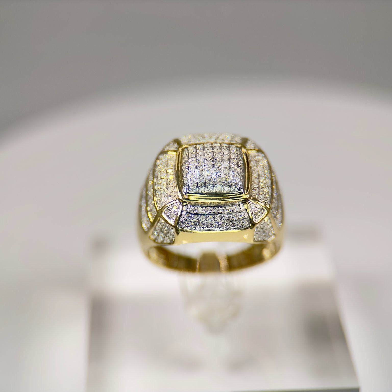 DR1201 - 10K Yellow Gold - Cushion - Diamond - Men's Diamond Rings