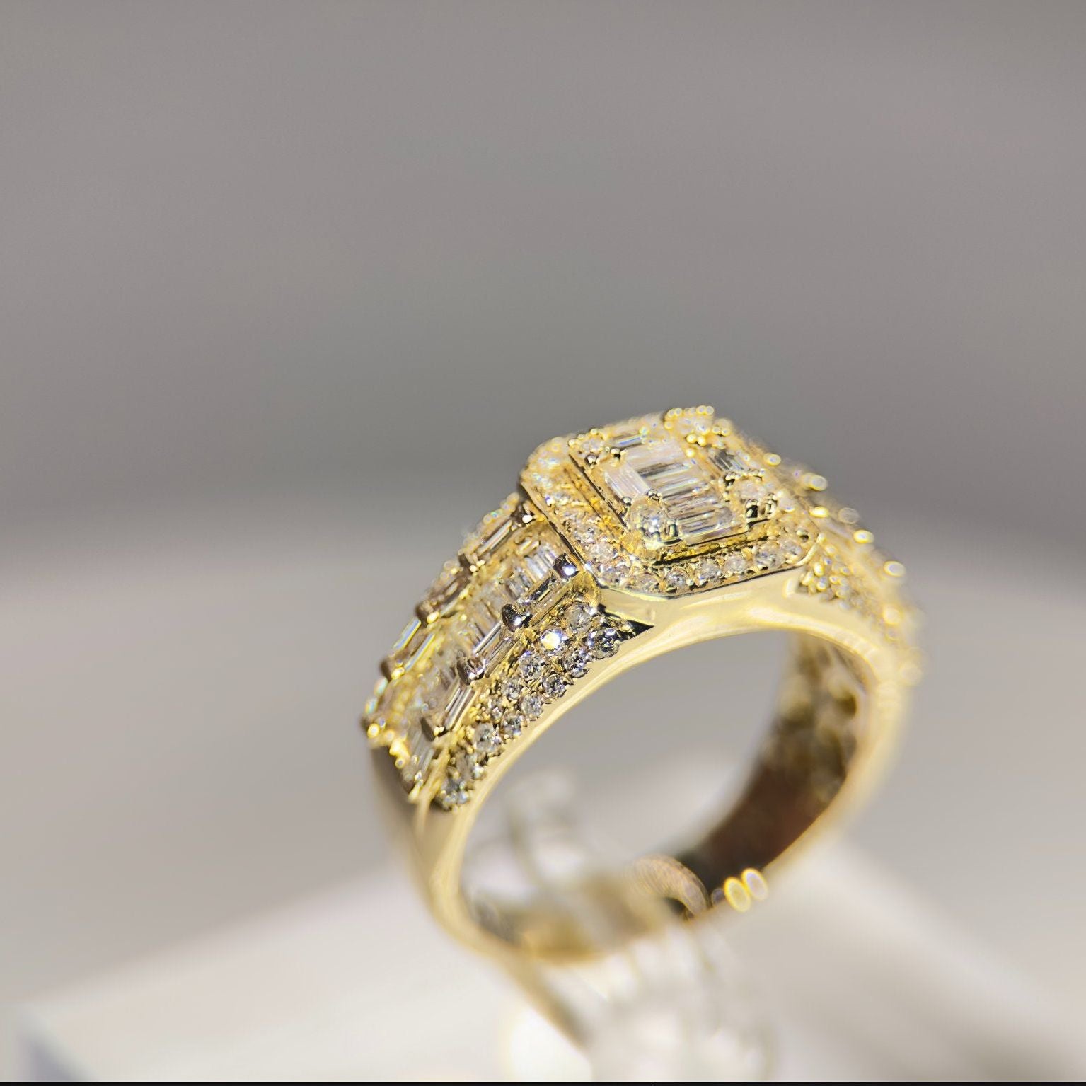 DR1206 - 14K Yellow Gold - Cushion - Diamond - Men's Diamond Rings