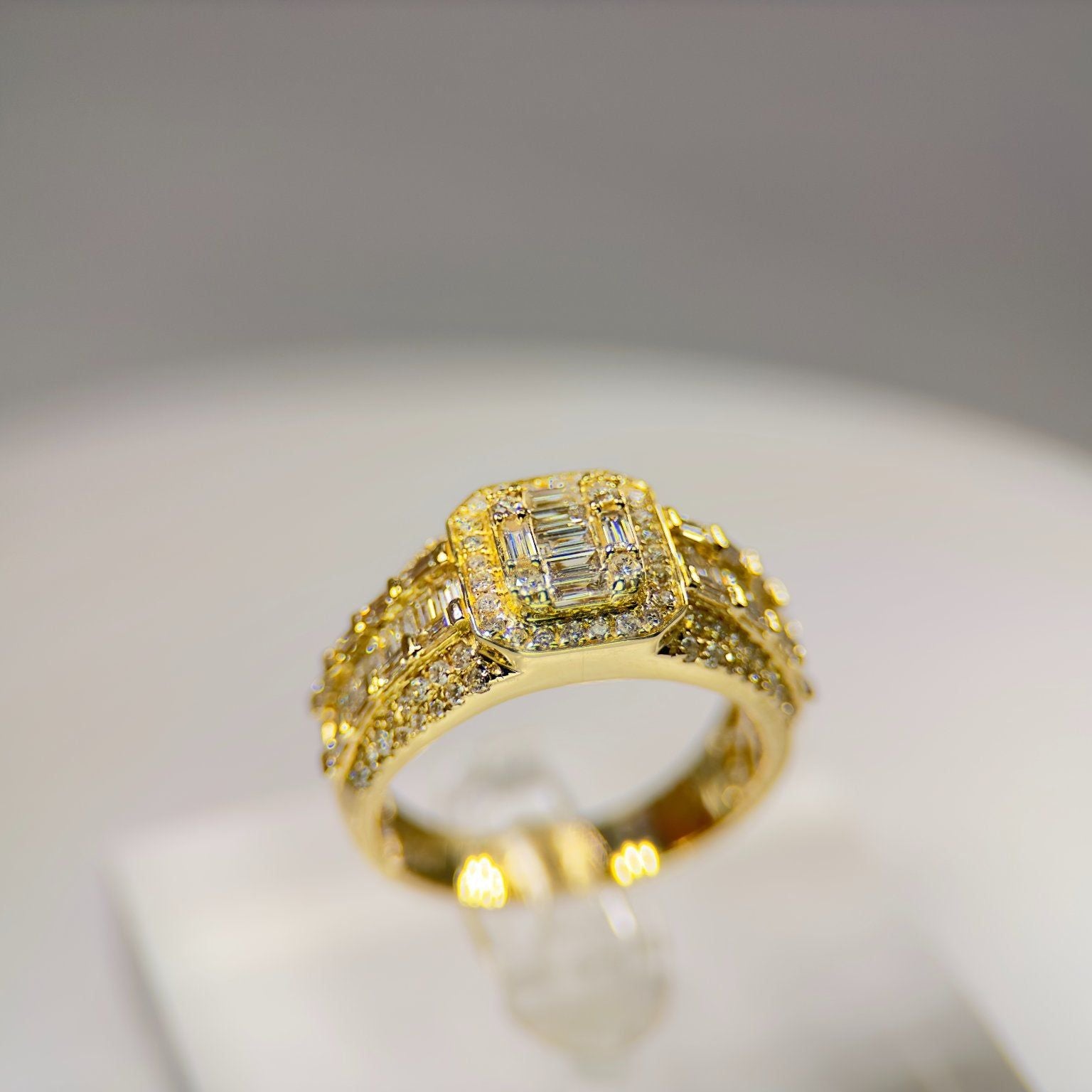 DR1206 - 14K Yellow Gold - Cushion - Diamond - Men's Diamond Rings