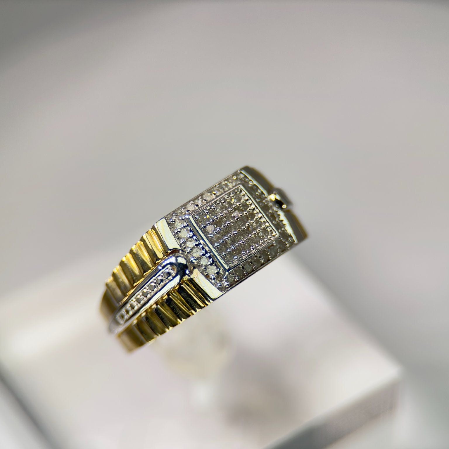 DR1216 - 10K Yellow Gold - Princess Pavé (Invisible)  - Diamond - Men's Diamond Rings