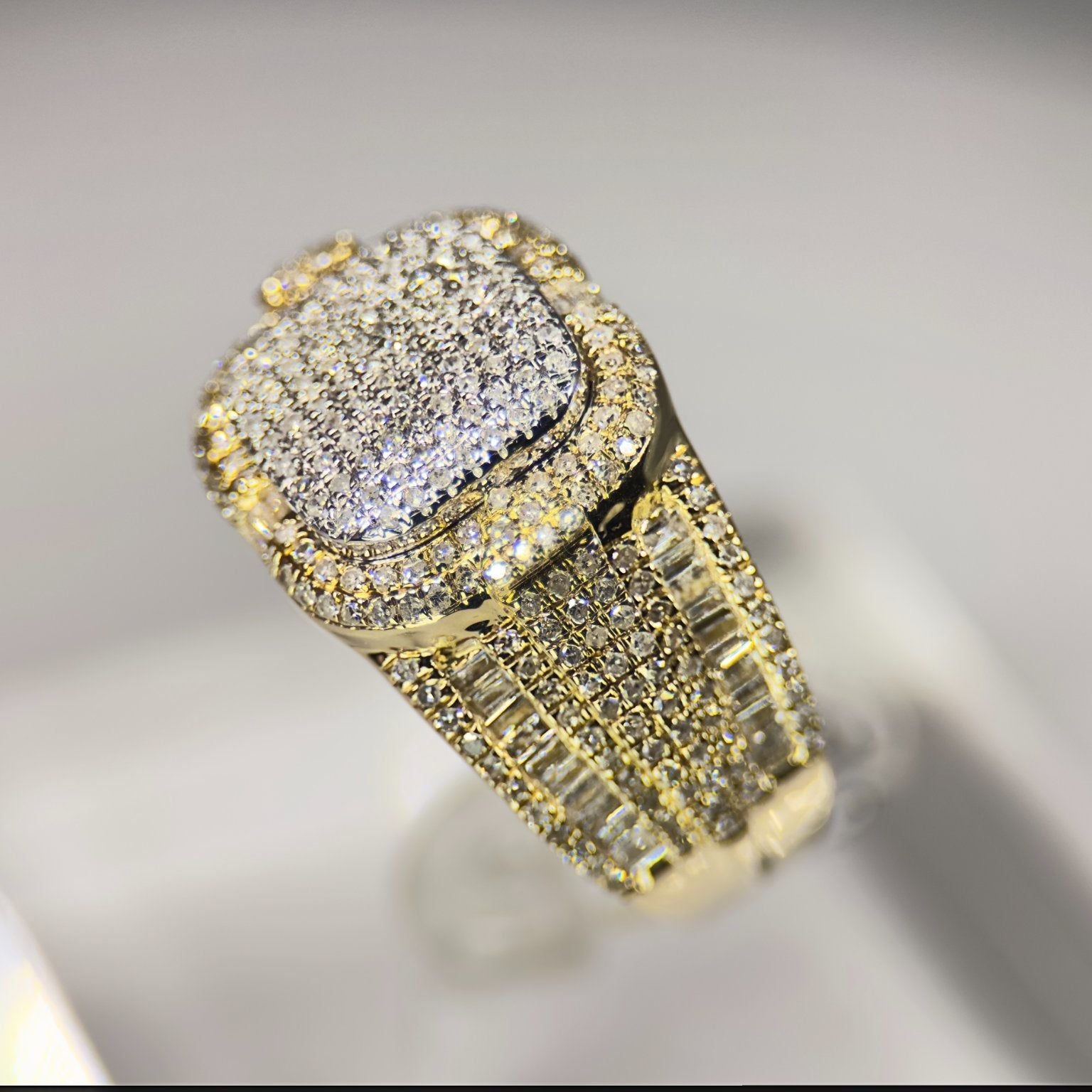 DR1219 - 10K Yellow Gold - Cushion - Diamond - Men's Diamond Rings