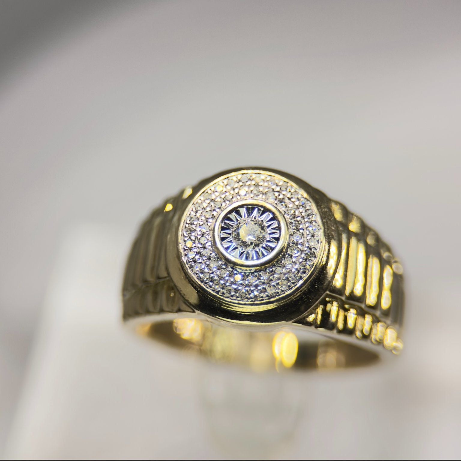 DR1220 - 10K Yellow Gold - Round - Diamond - Men's Diamond Rings