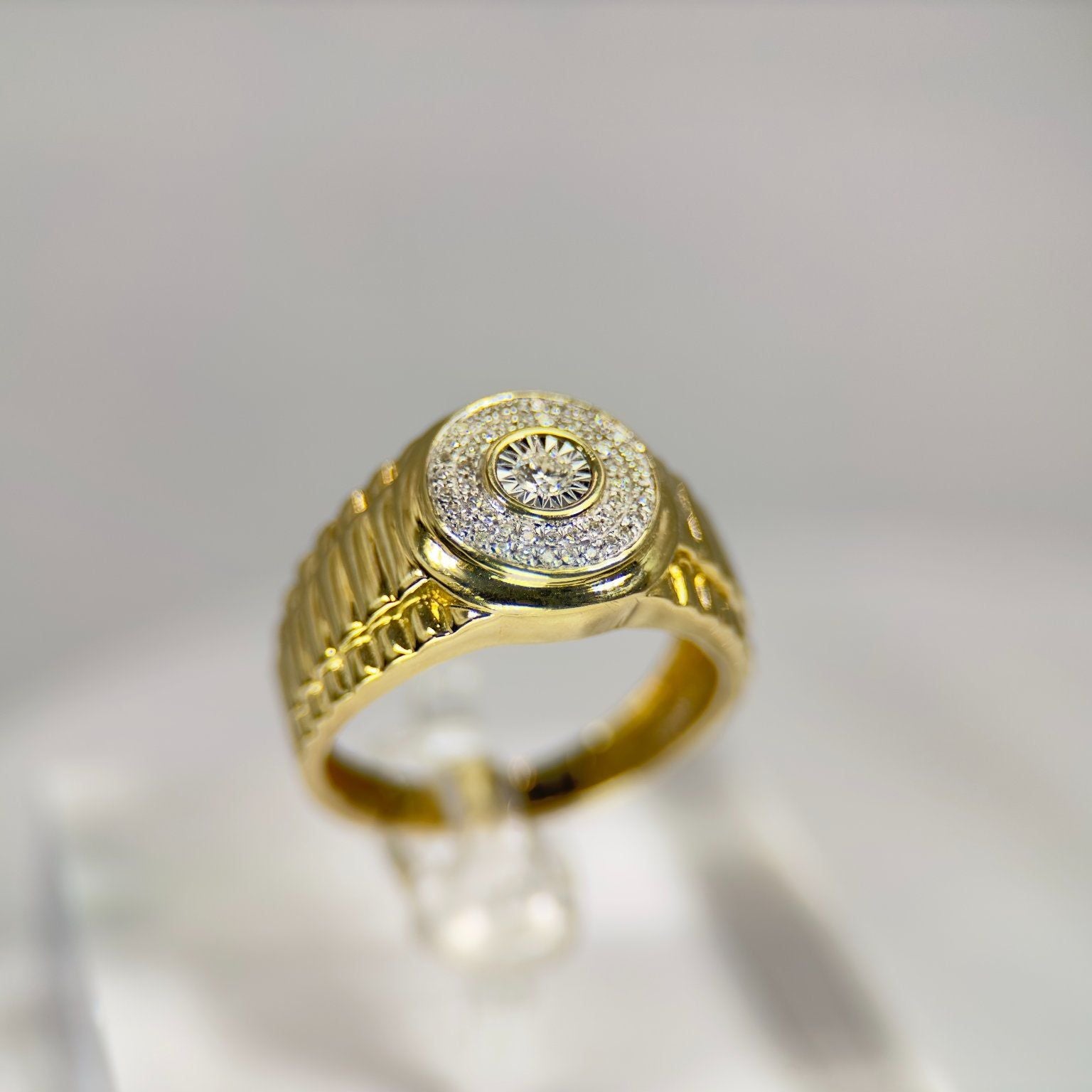 DR1220 - 10K Yellow Gold - Round - Diamond - Men's Diamond Rings