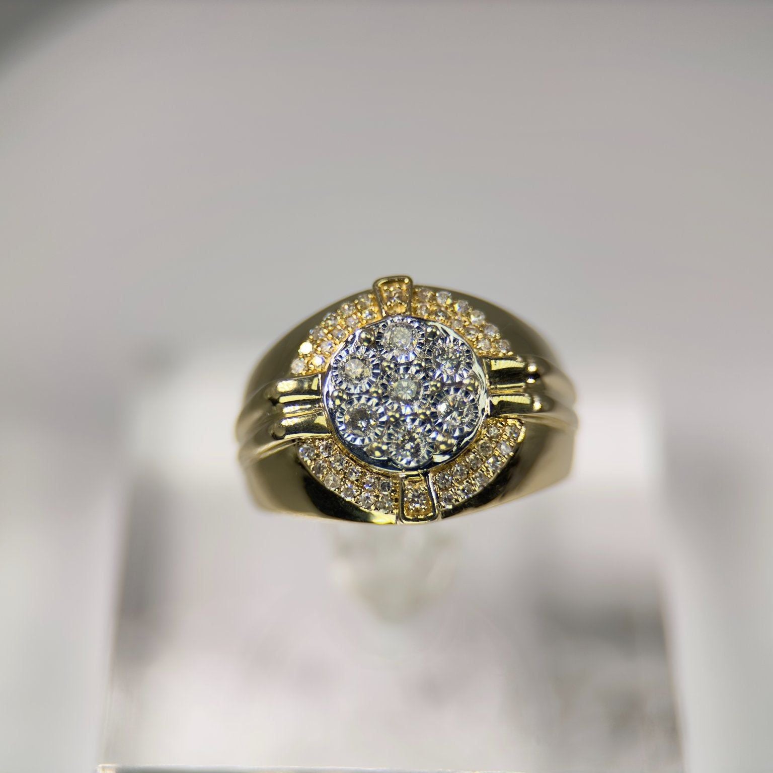 DR1223 - 14K Yellow Gold - Cushion - Diamond - Men's Diamond Rings