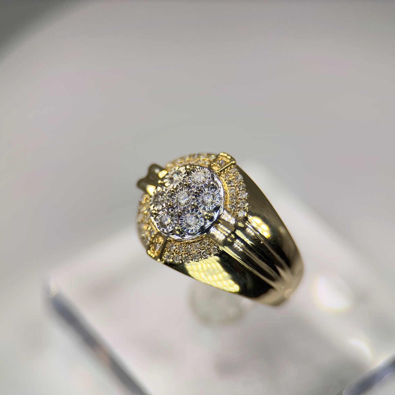 DR1223 - 14K Yellow Gold - Cushion - Diamond - Men's Diamond Rings