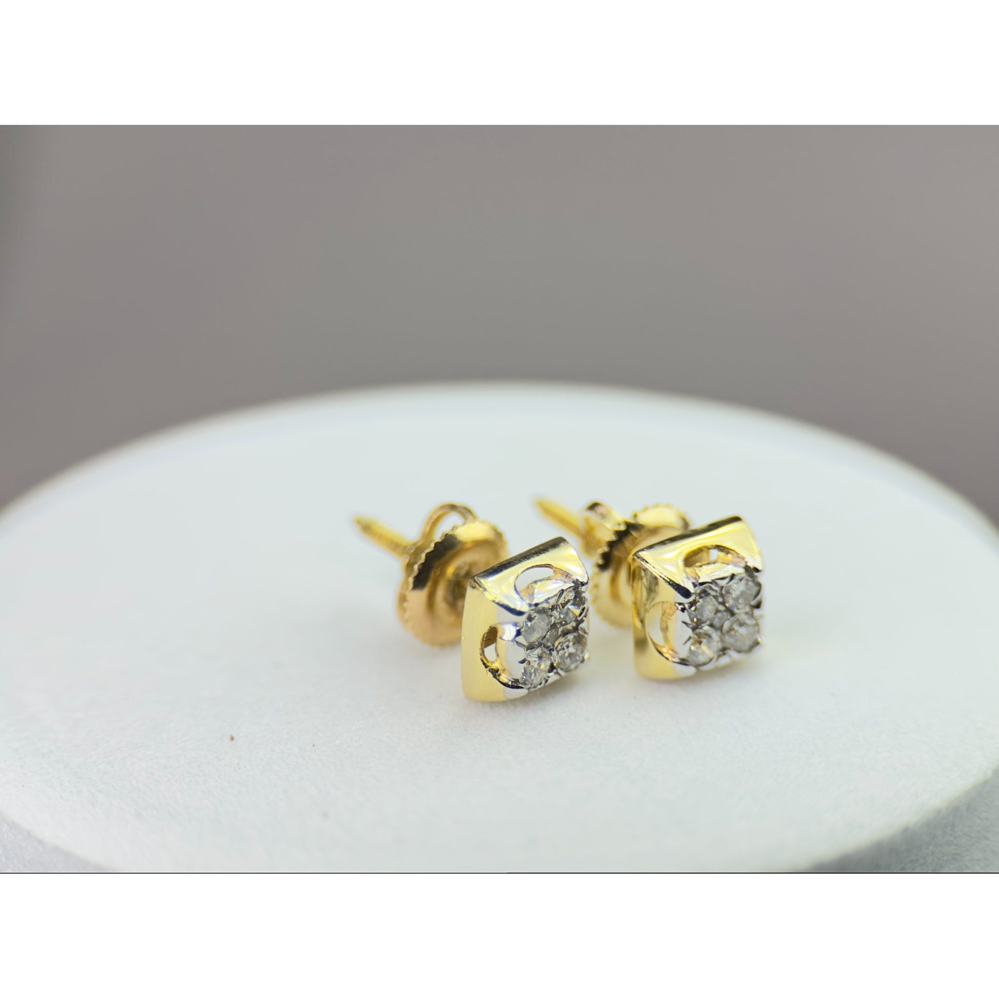 DR1276 - 14K Yellow Gold - Round - Diamond - Diamond Earrings