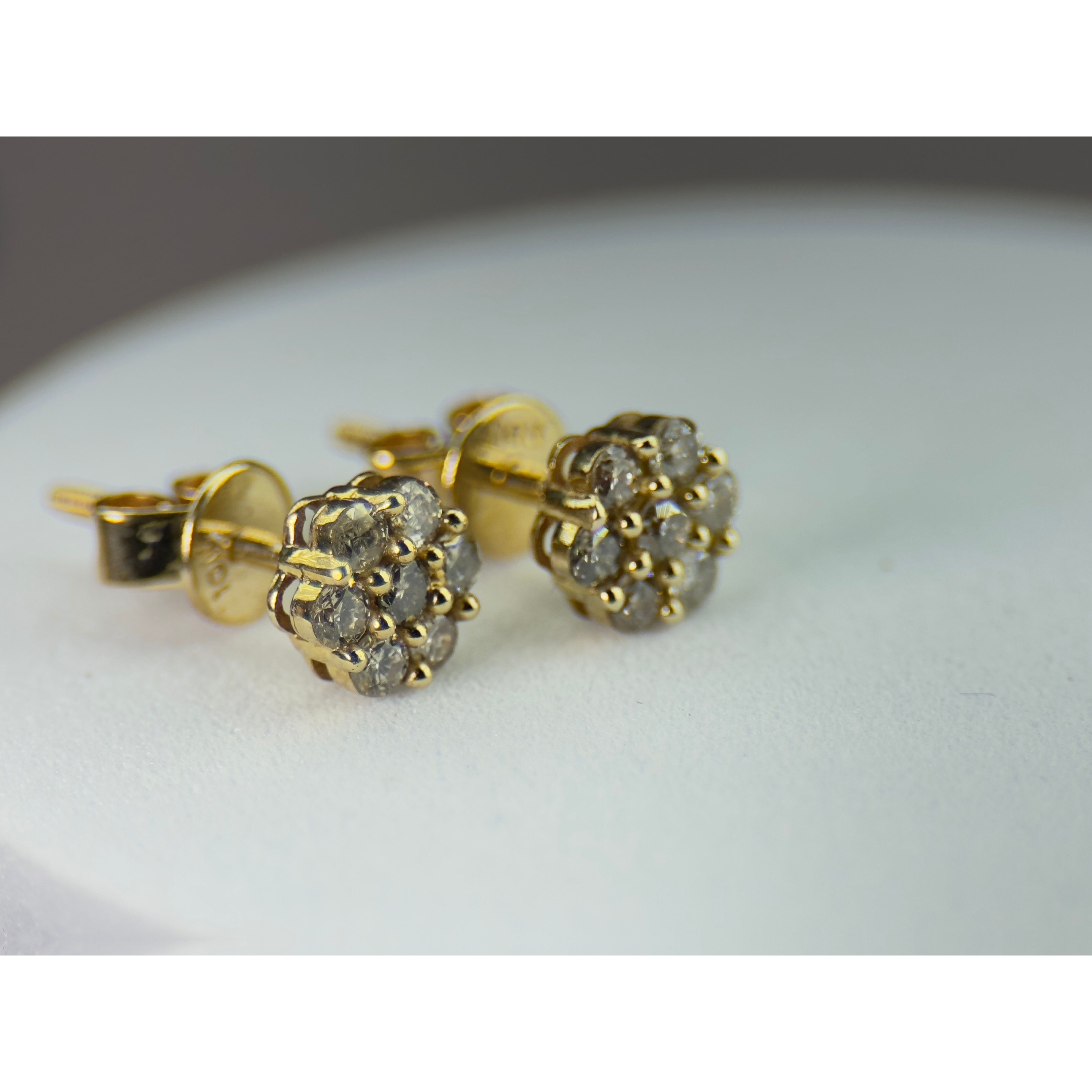 DR1284 - 10K Yellow Gold - Diamond - Diamond Earrings