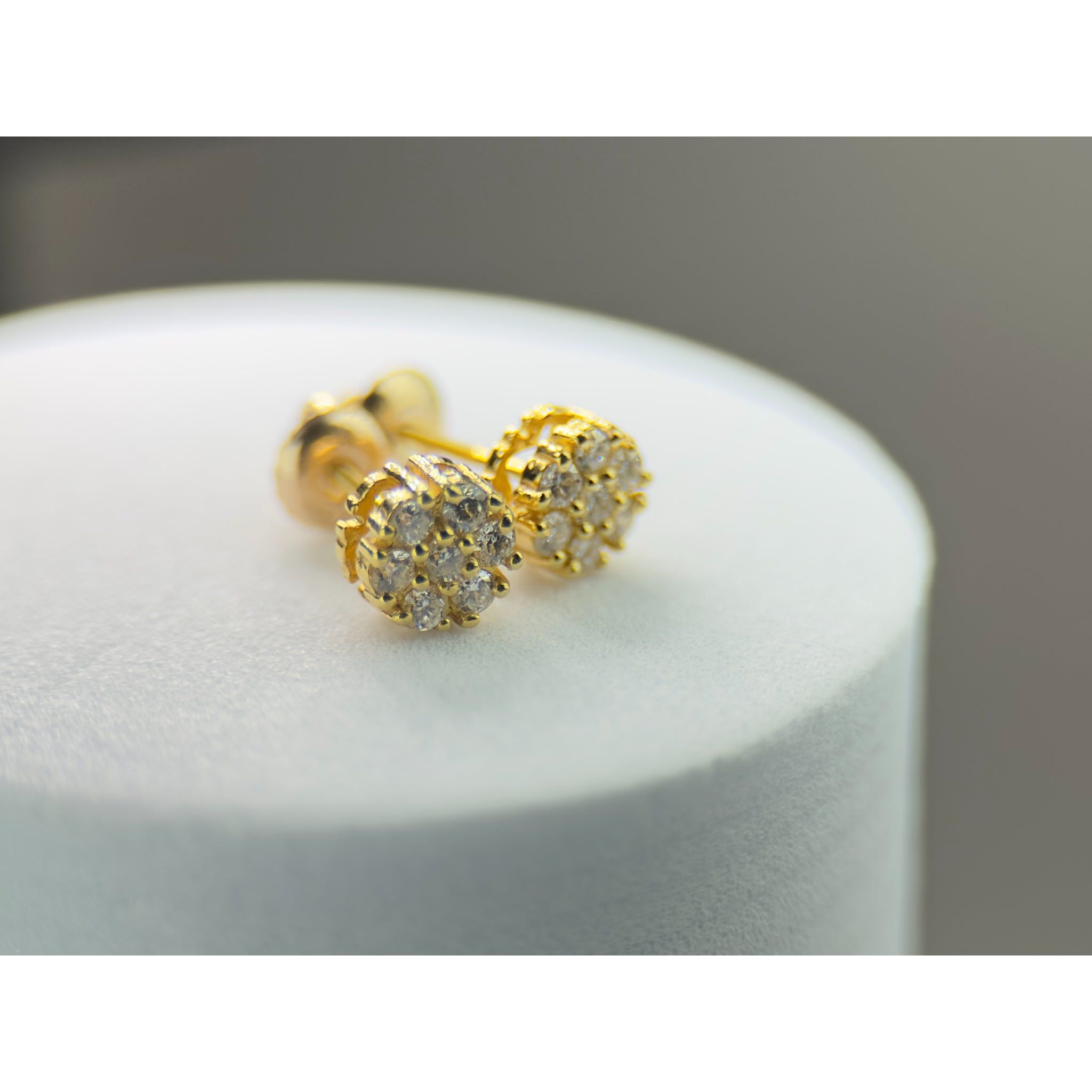 DR1288 - 14K Yellow Gold - Flower - Diamond - Diamond Earrings