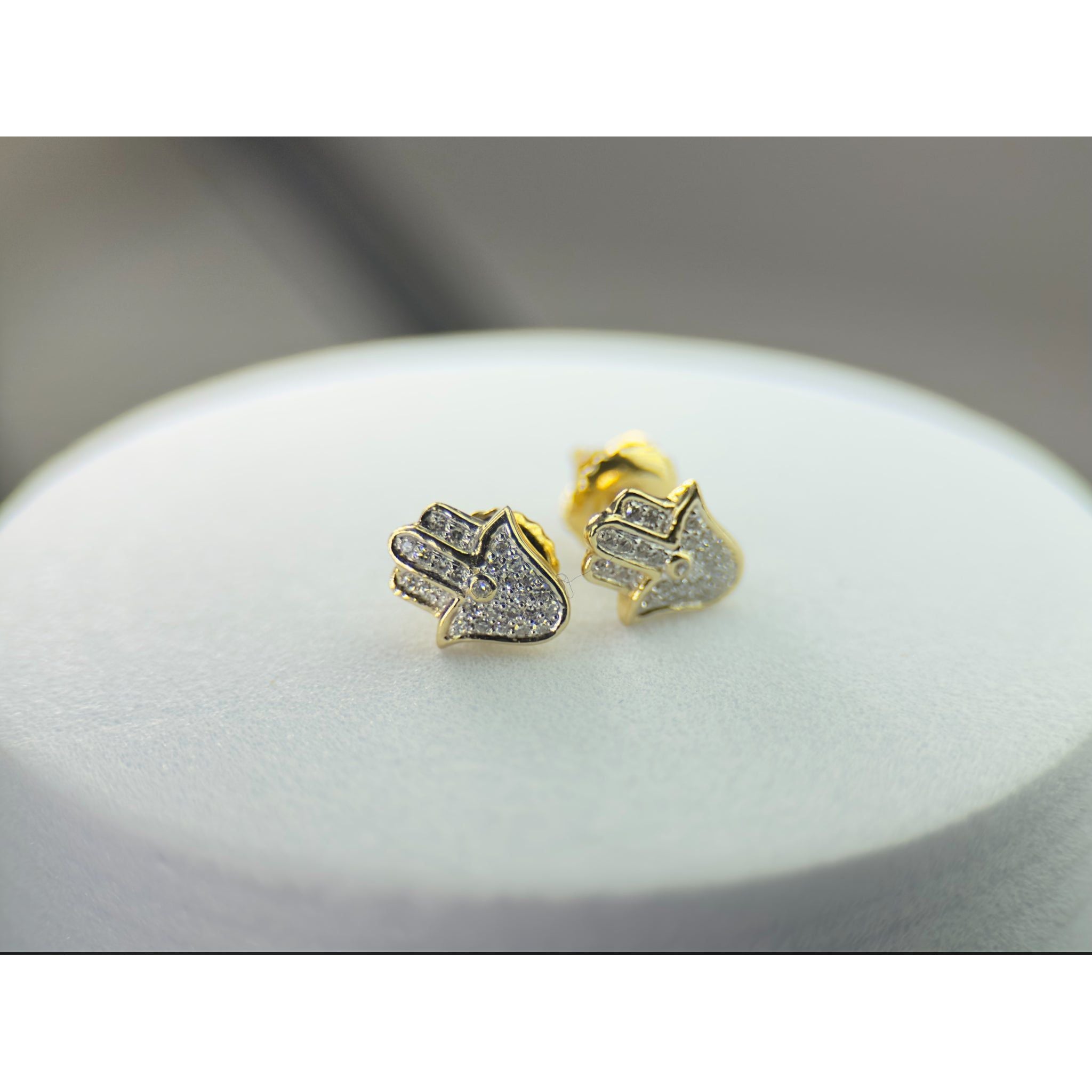 DR1300 - 14K Yellow Gold - Round (Micro Pave) - Diamond - Diamond Earrings