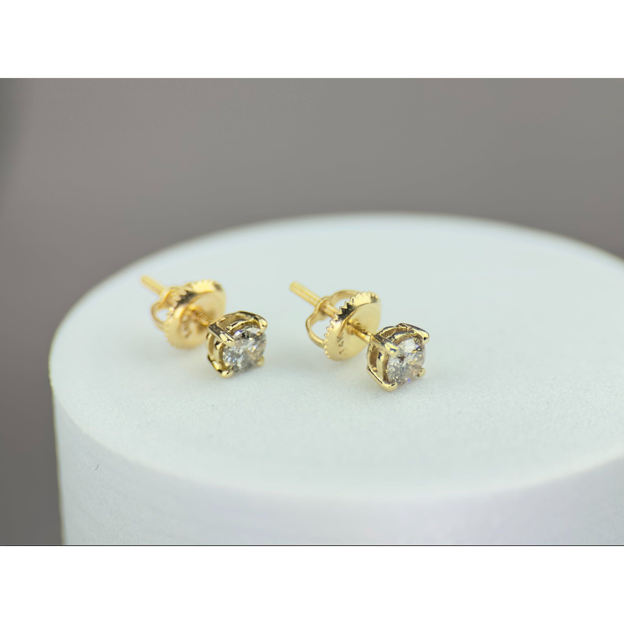 DR1525 - 14K Yellow Gold - Solitaire - Diamond - Diamond Earrings