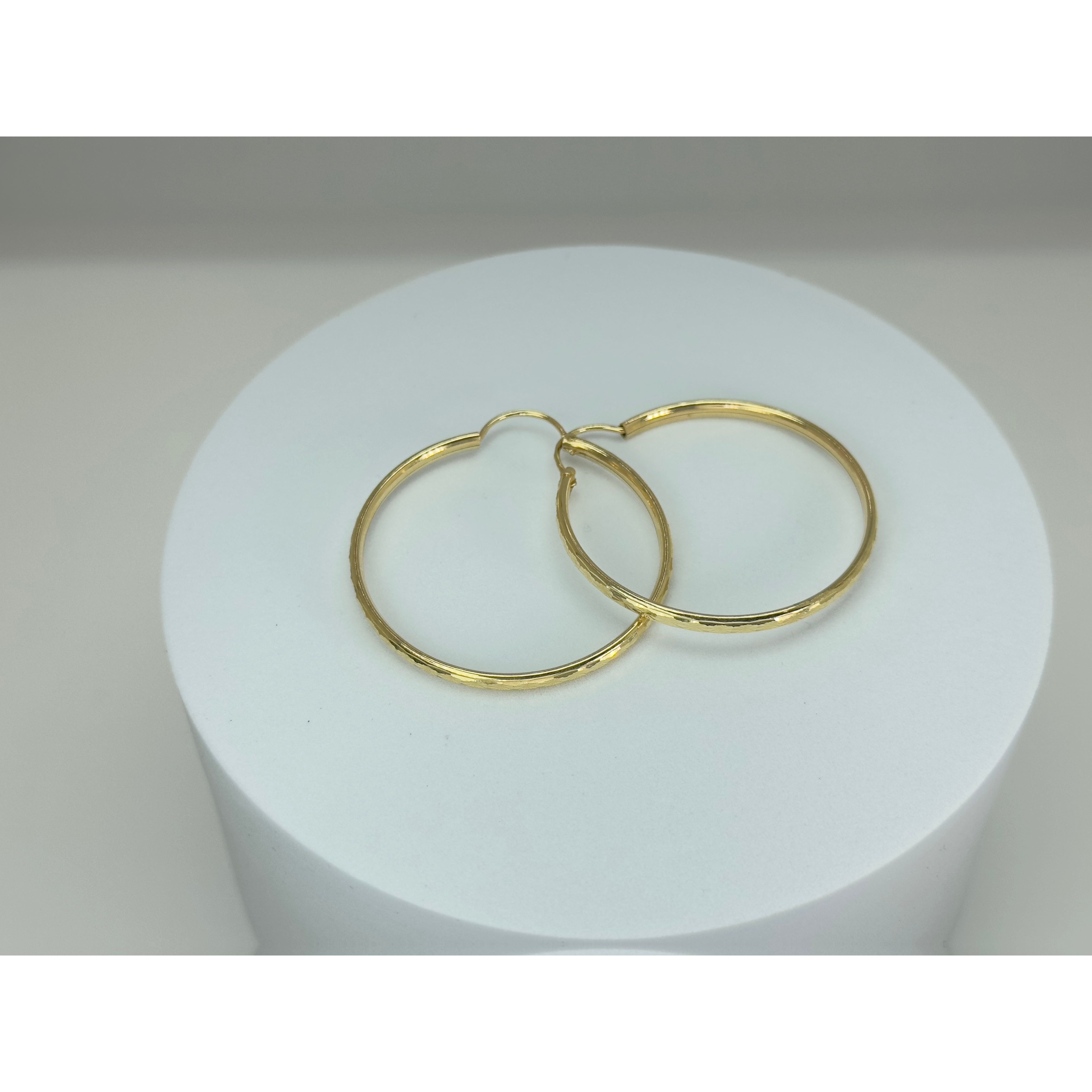 DR1583 - 14K Yellow Gold - Gold Hoops - Diamond Cut