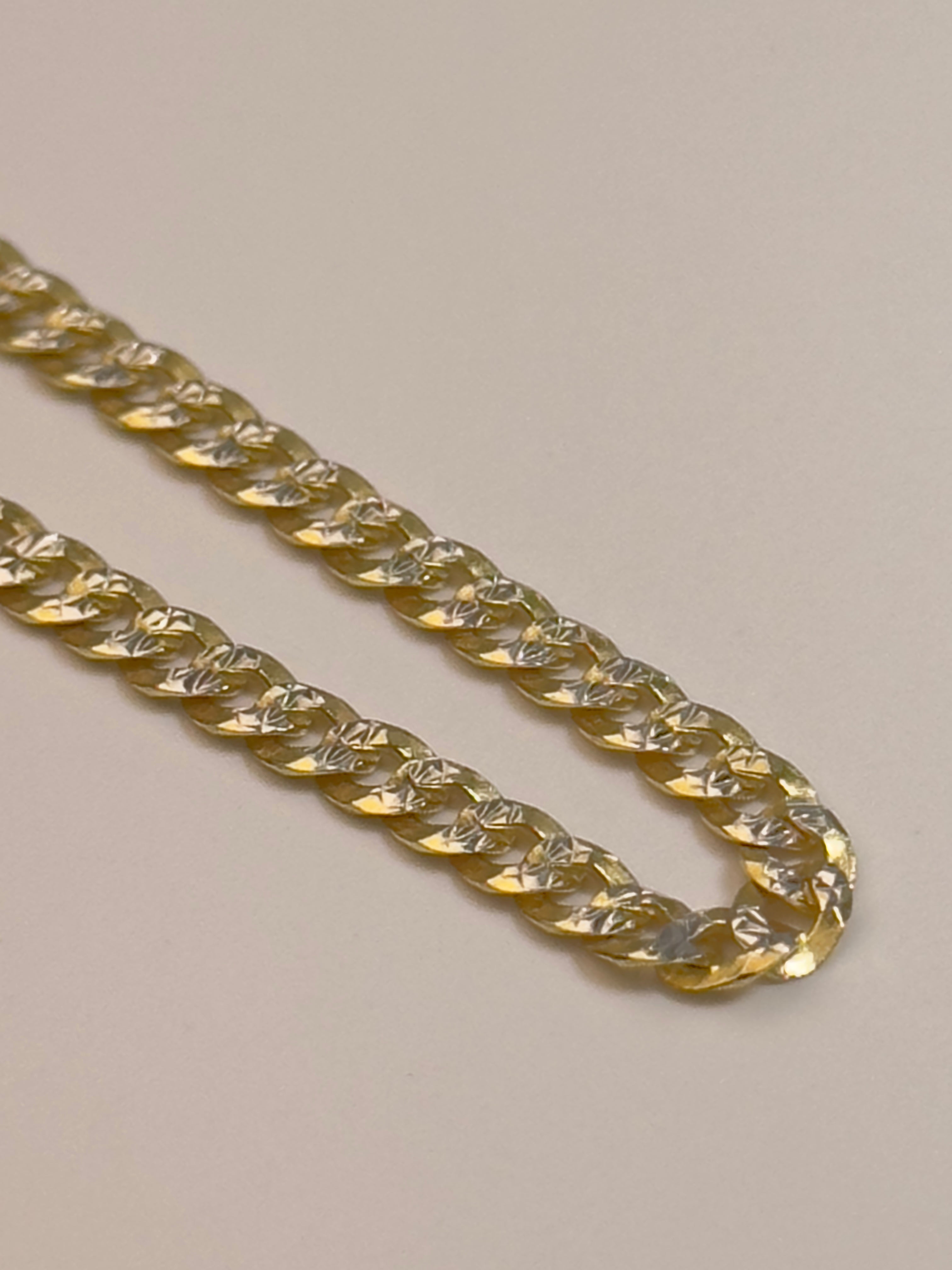 DR1653 - 925 Sterling Silver,14K YG Bonded - Men's Gold Chains - Cuban w/ Diamond Cut