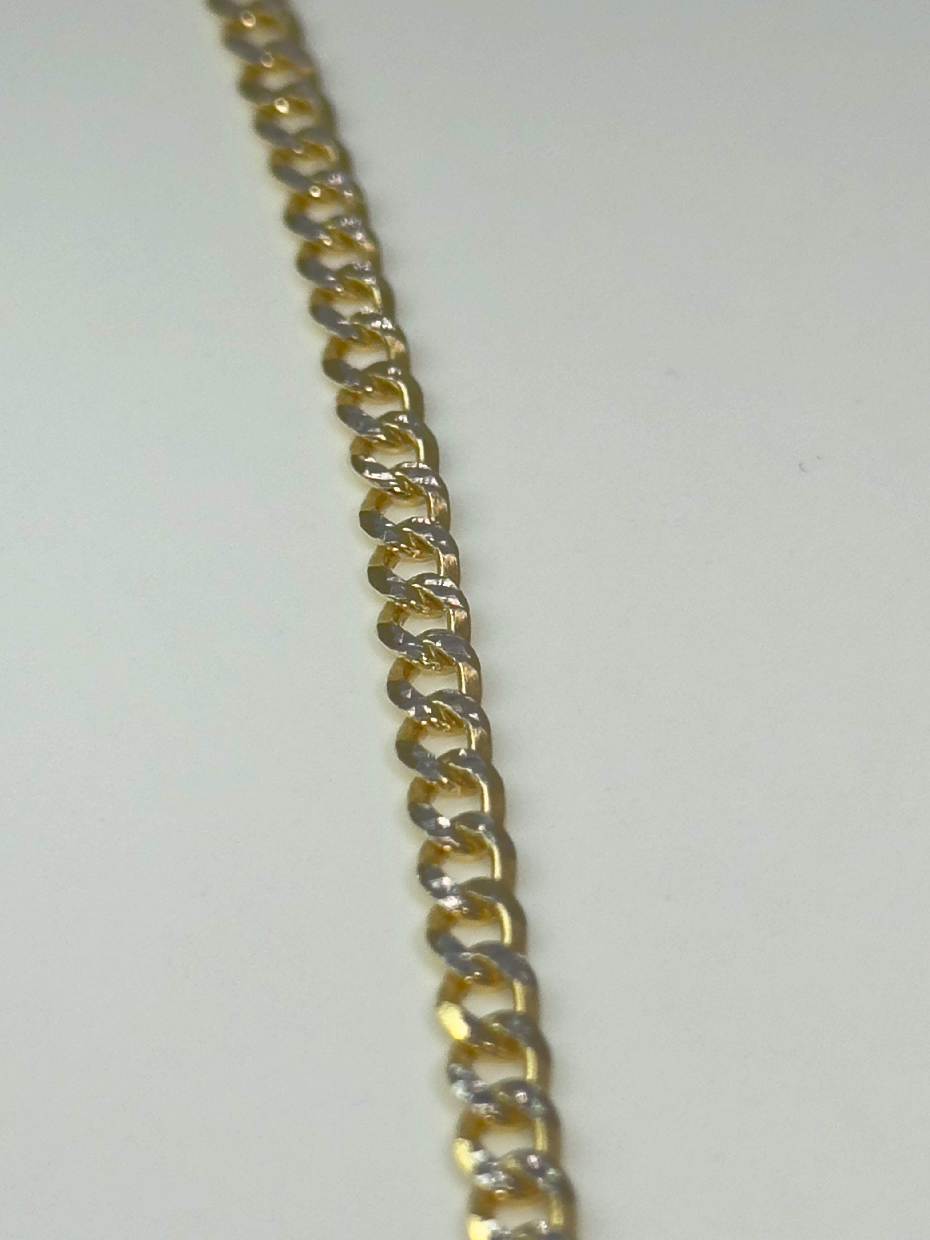 DR1655 - 925 Sterling Silver,14K YG Bonded - Men's Gold Chains - Cuban w/ Diamond Cut
