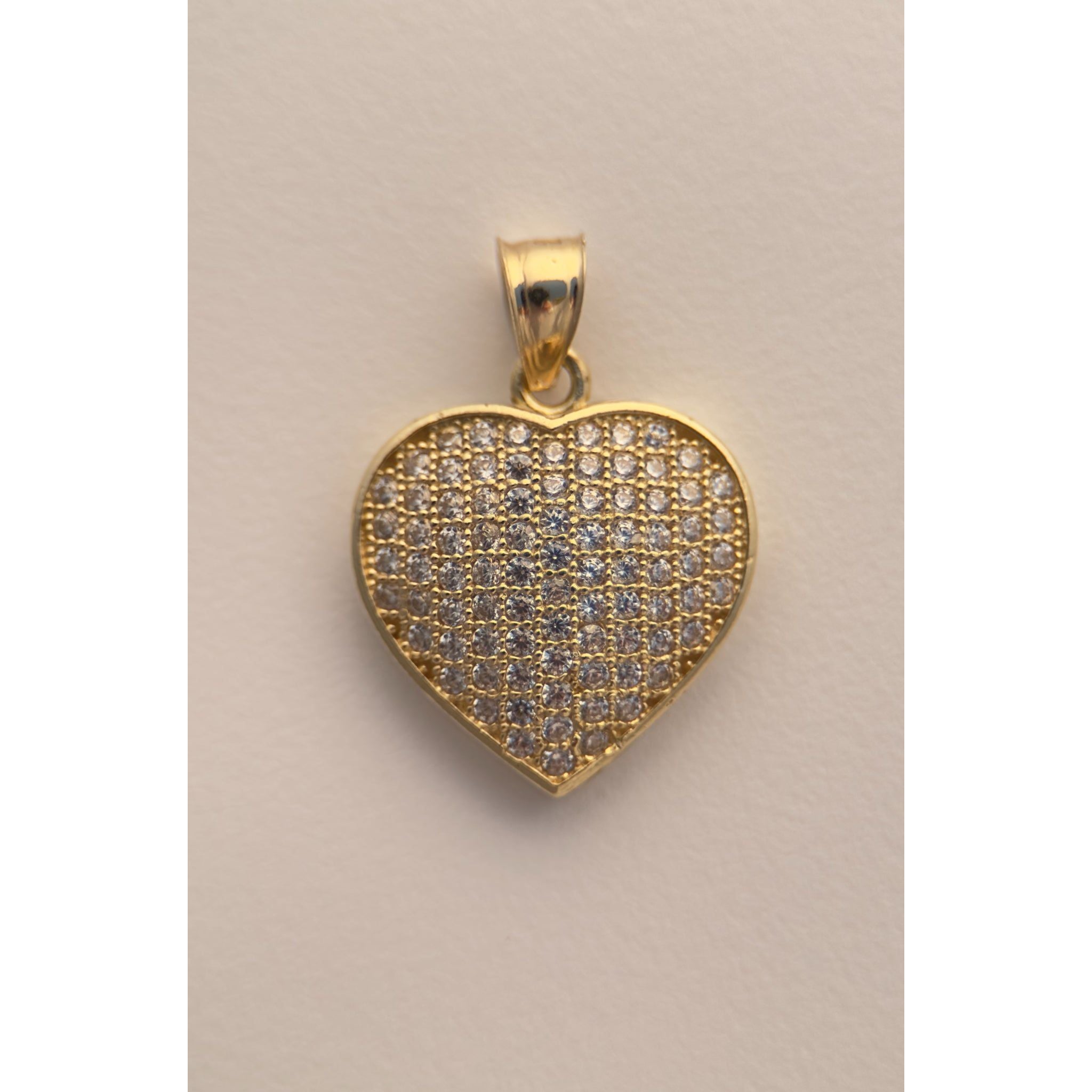 DR1817 - 14K Yellow Gold - Lab Created Stones - Gold Pendants - Hearts