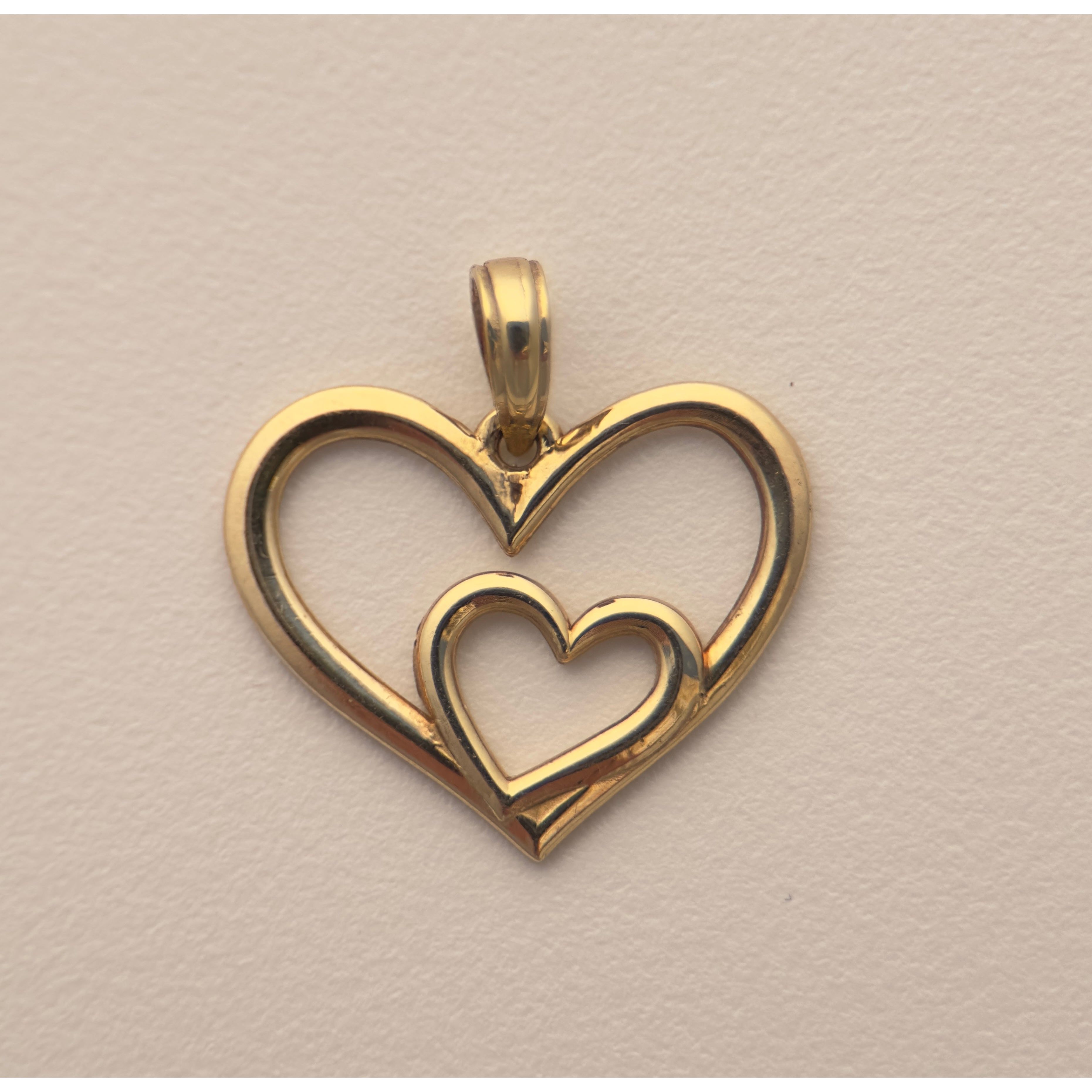 DR1835 - 14K Yellow Gold - Gold Pendants - Heart in Heart