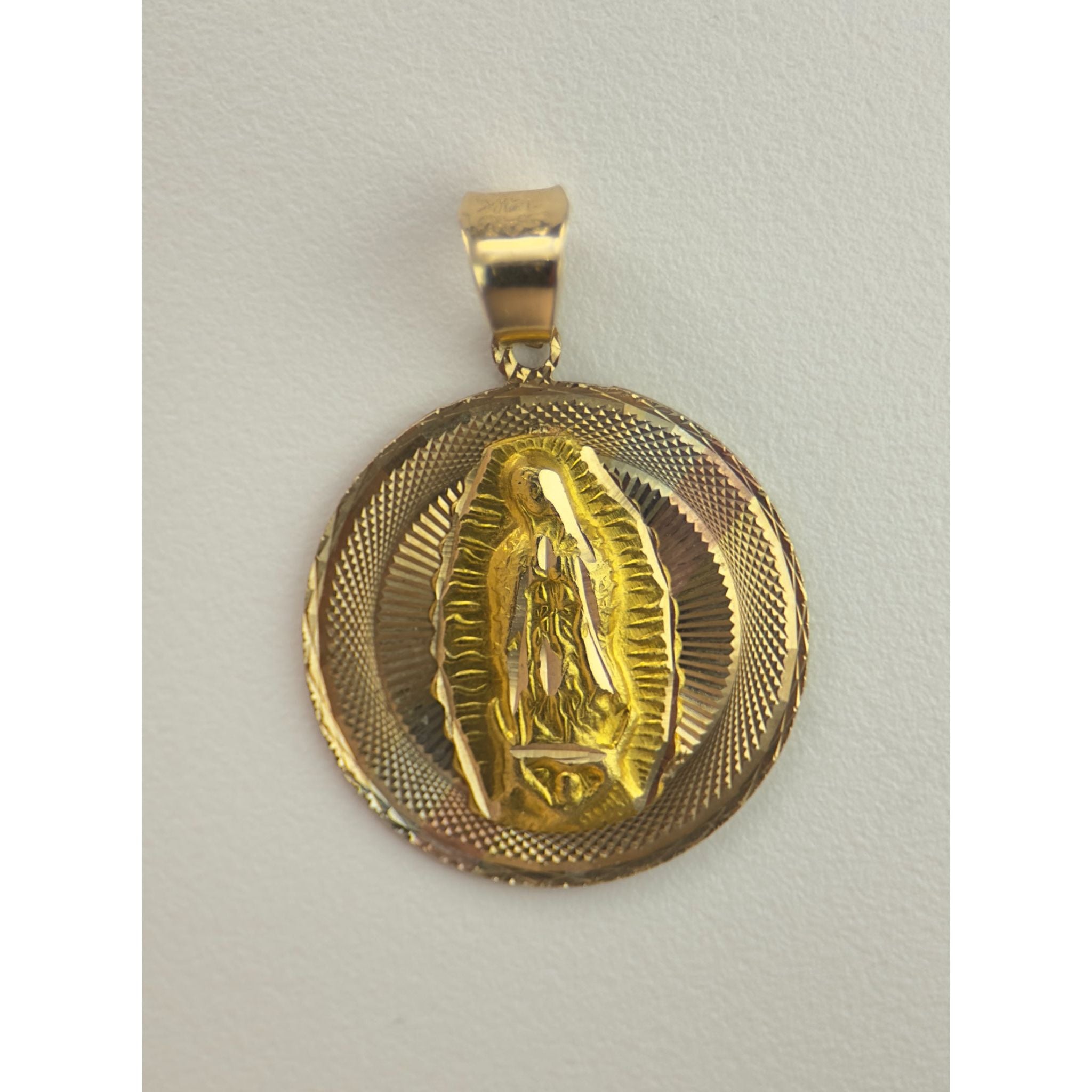 DR1857 - 14K Yellow Gold - Lab Created Stones - Gold Pendants - Blessed Mother