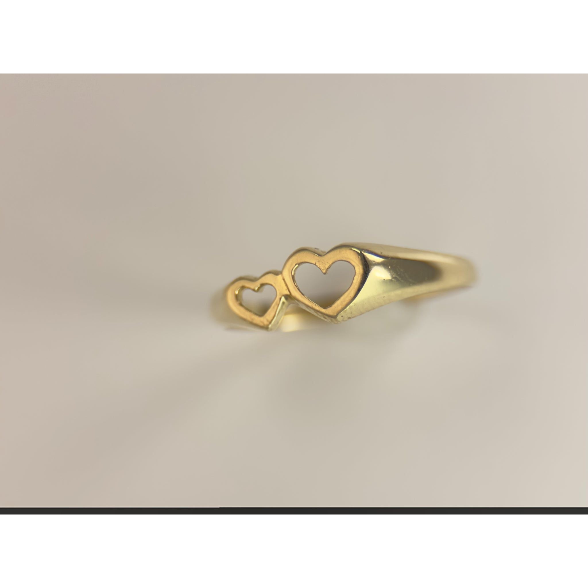 DR2000 - 14K Yellow Gold - Ladies Gold Rings - 2 hearts