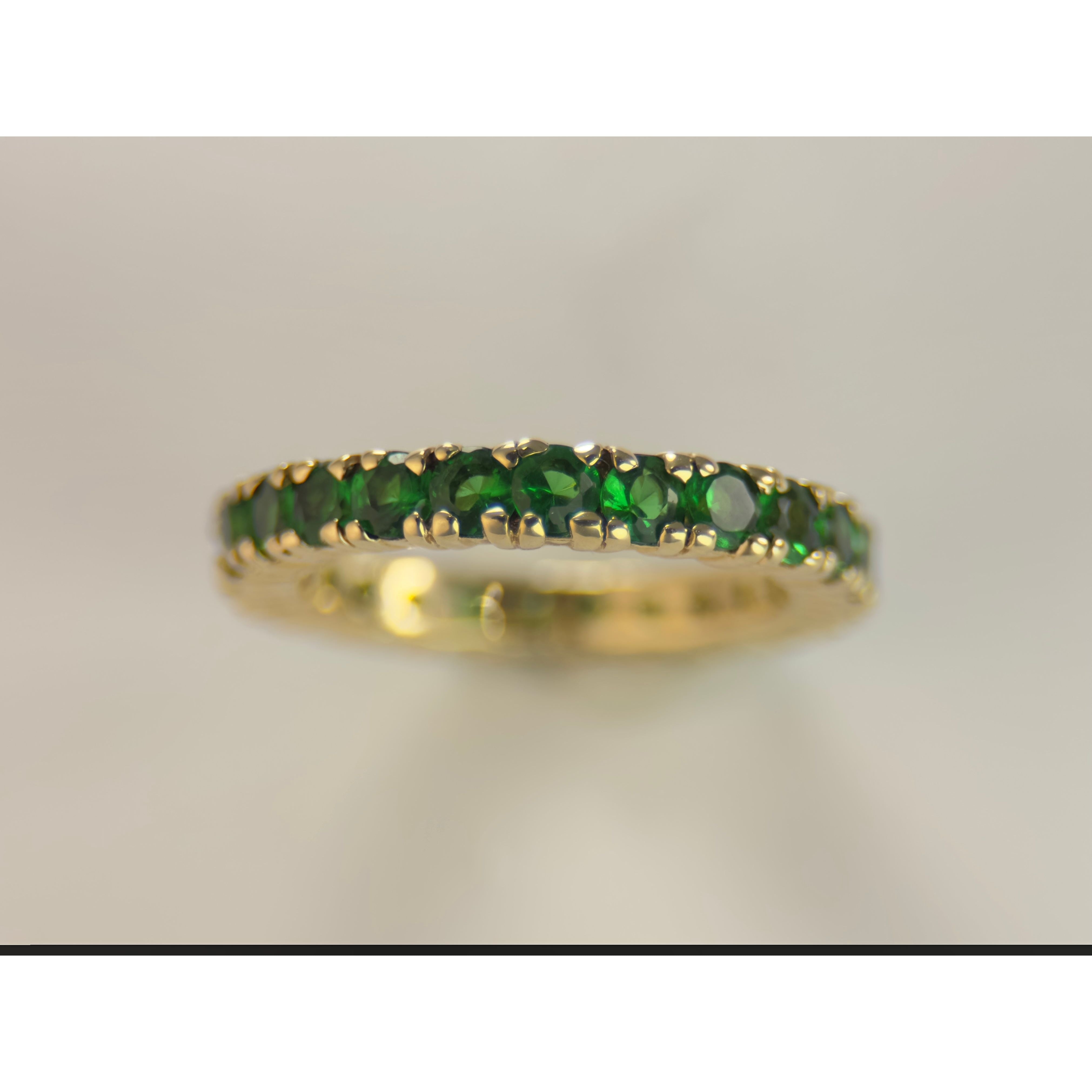 DR2003 - 14K Yellow Gold - Emerald - Ladies Gold Rings - Eternity Band
