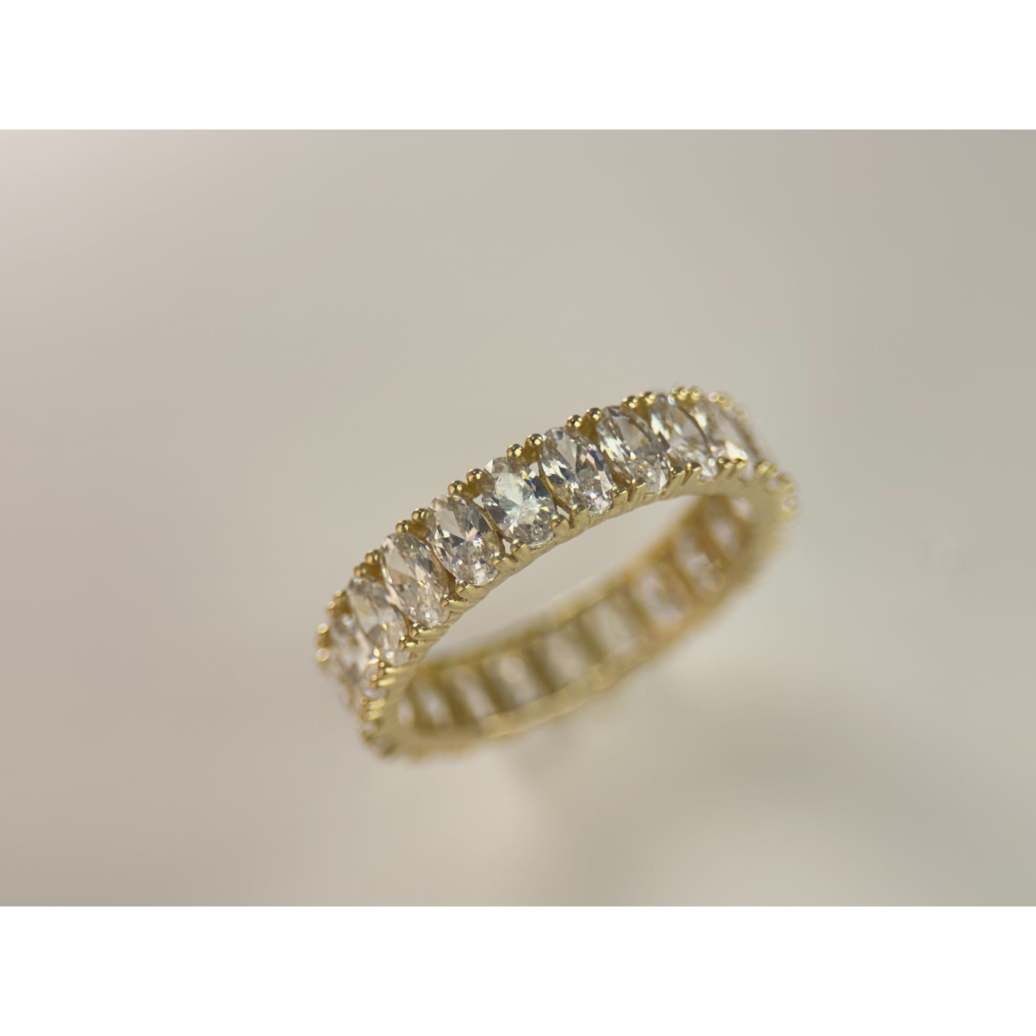 DR2008 - 14K Yellow Gold - Lab Created Stones - Ladies Gold Rings - 2 Row - Eternity Band