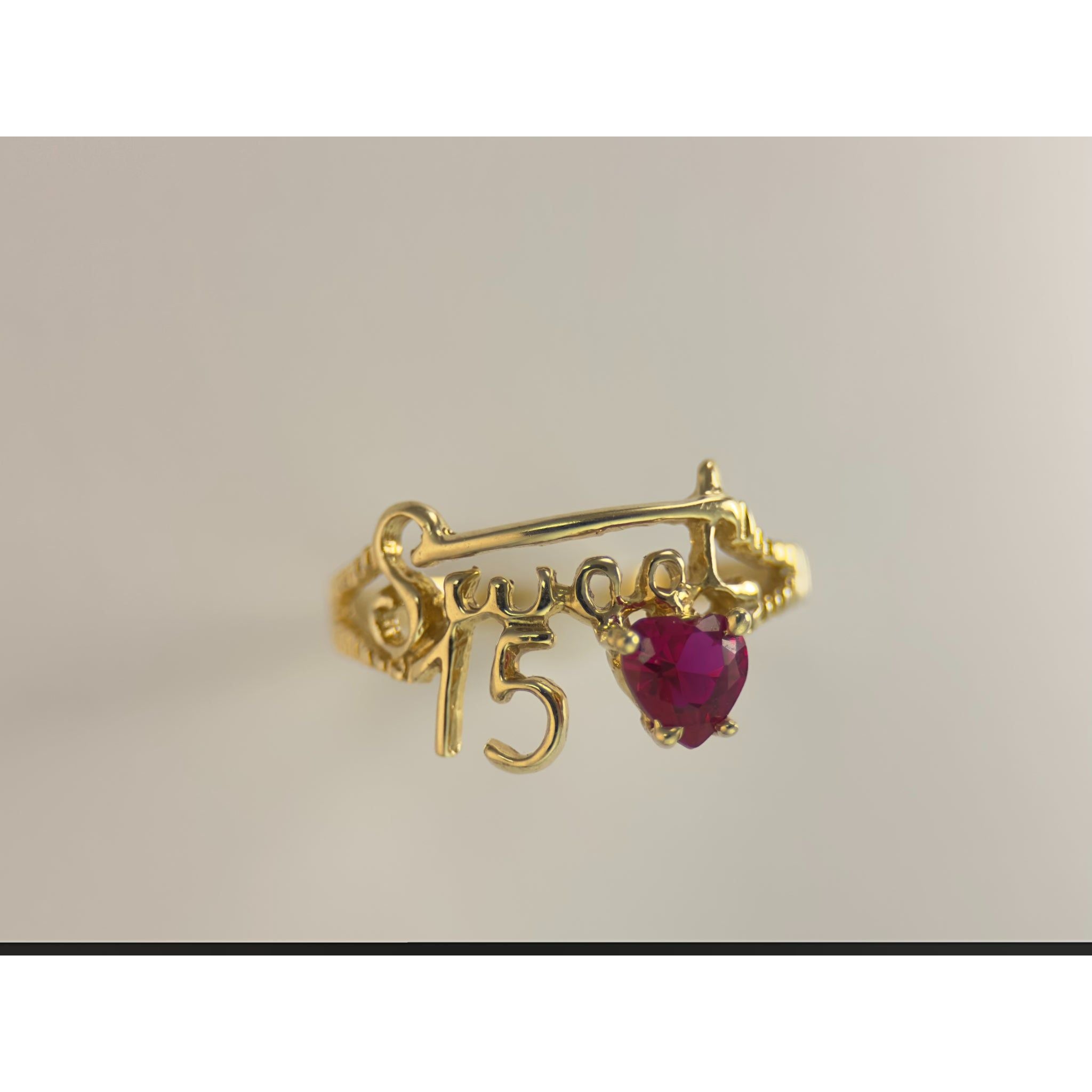 DR2011 - 14K Yellow Gold - Ruby - Ladies Gold Rings - Sweet 15