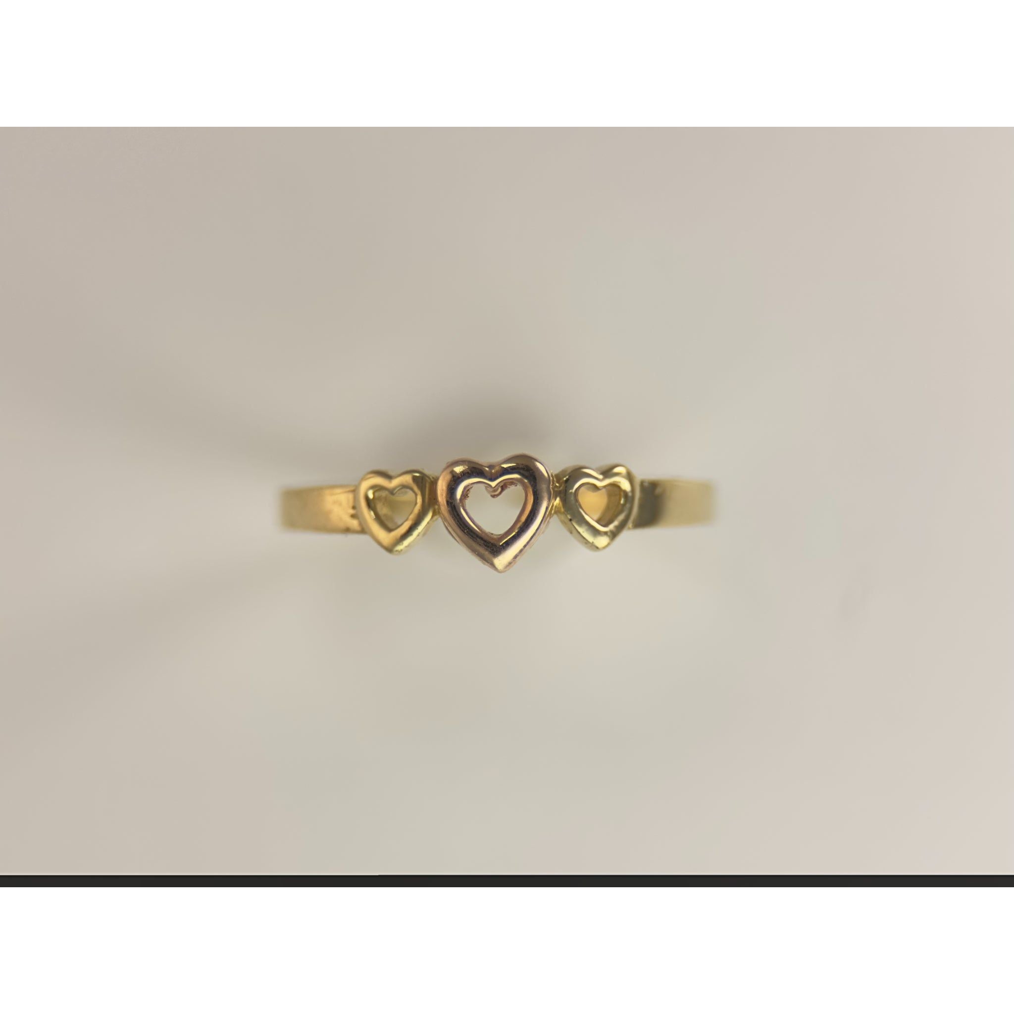 DR2015 - 14K Yellow Gold - Ladies Gold Rings - 3 hearts
