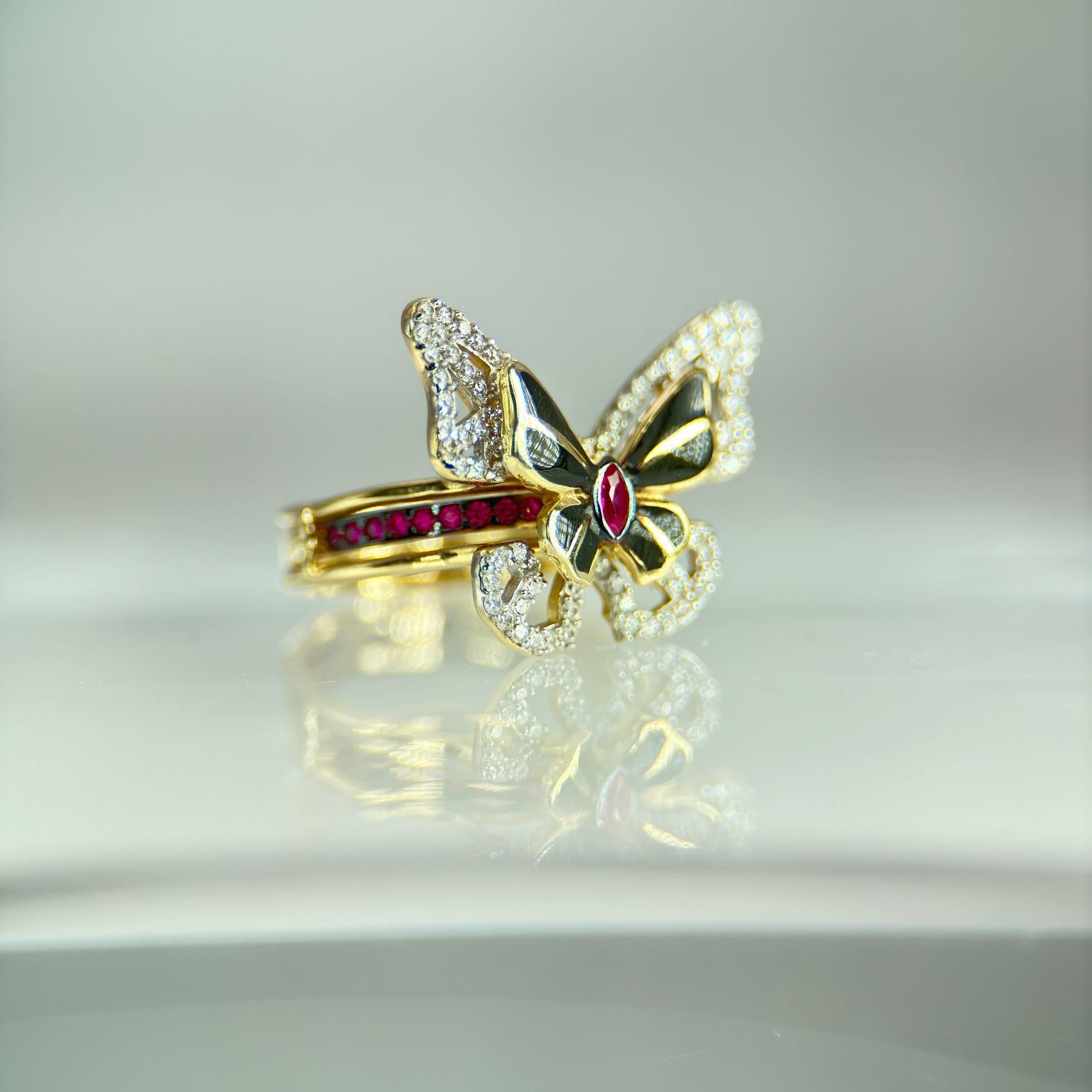 DR2017 - Butterfly in a Jacket  - Stackable - Ladies Ring - Lab Created Stones
