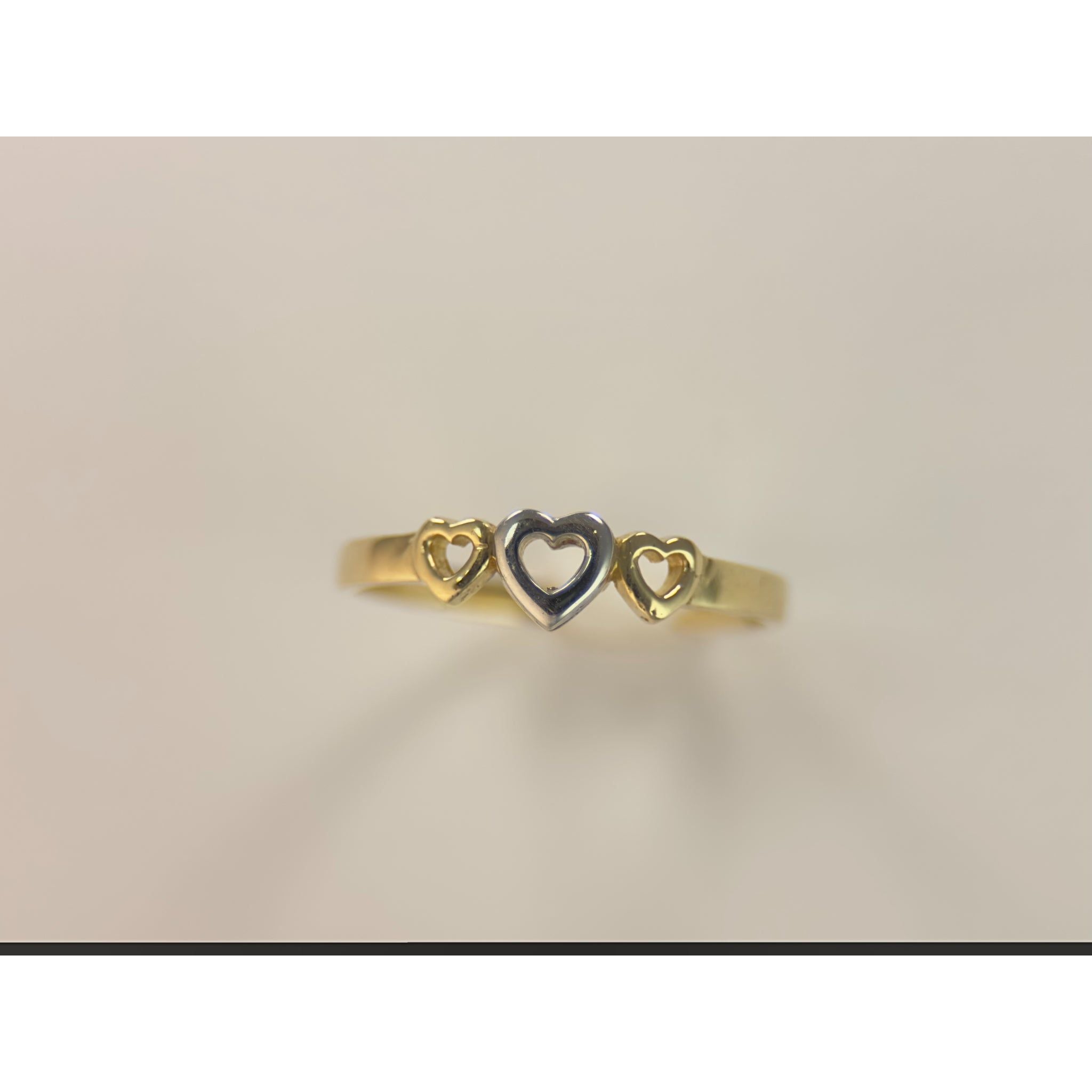 DR2020 - 14K Yellow Gold - Ladies Gold Rings - 3 Hearts w/ 14K WG Center Heart