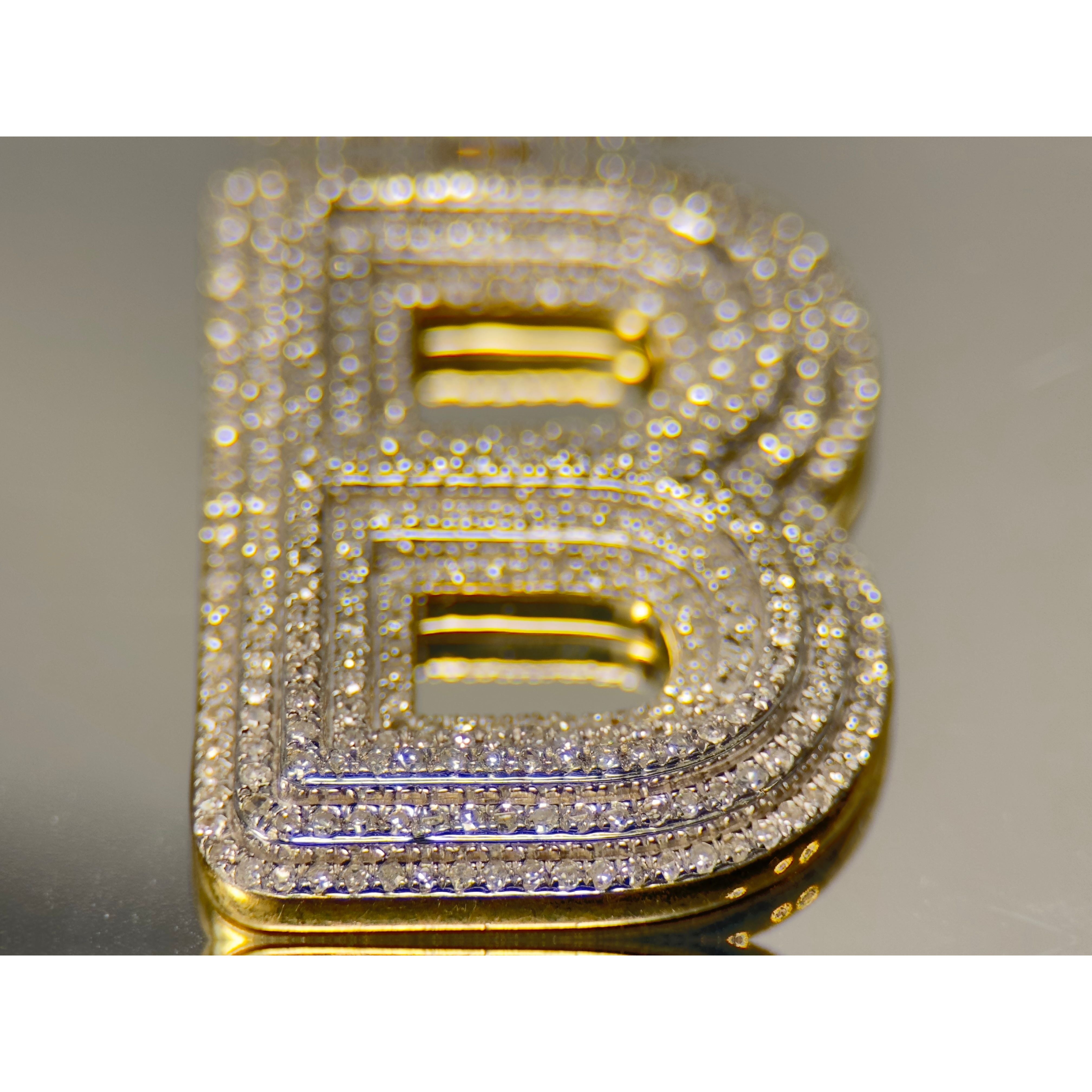DR2269 - 10K Yellow Gold - Diamond - Gold Pendants - Letter B