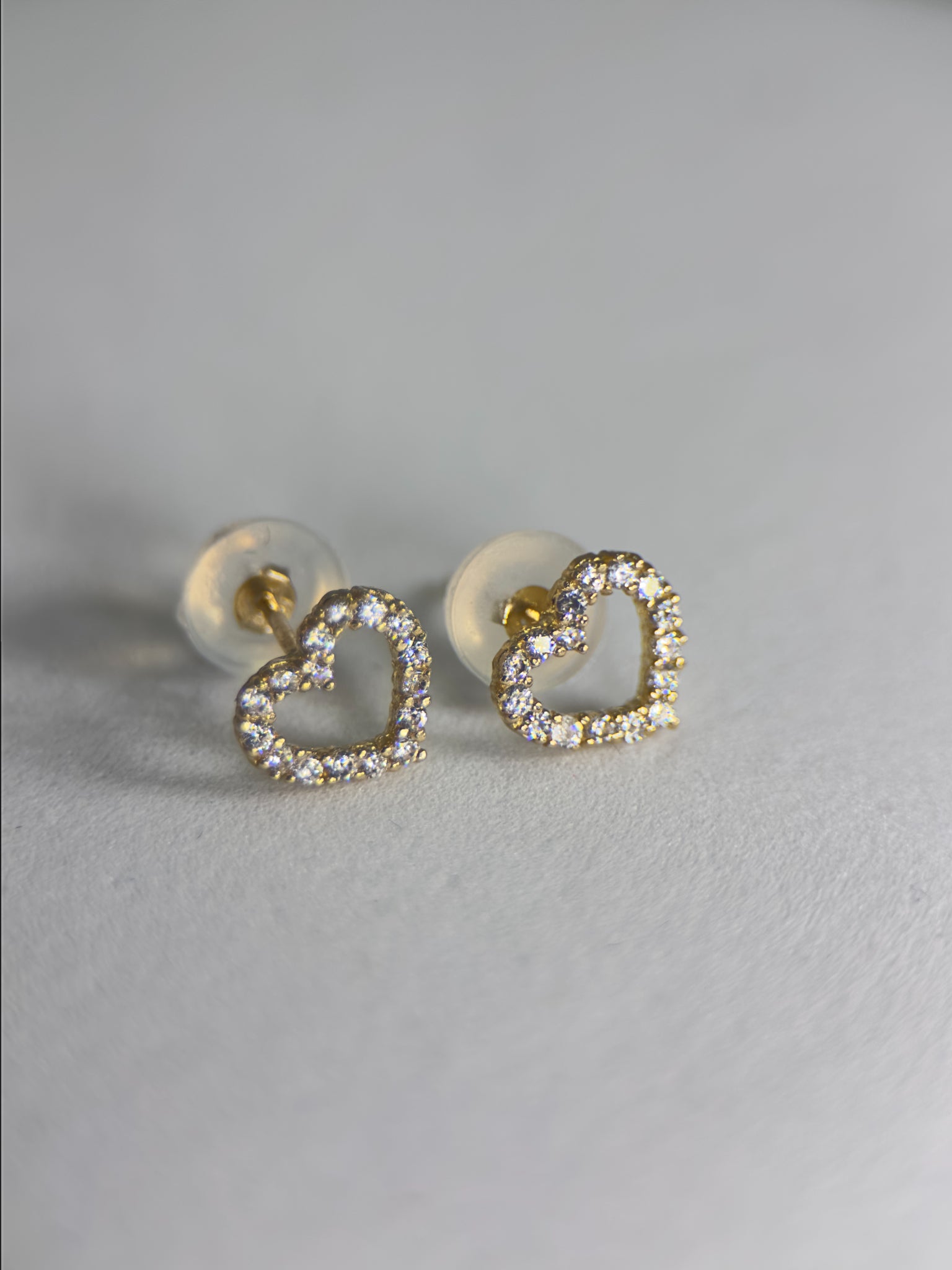 DR2376 - 10K Yellow Gold - Lab Created Stones - 14K Gold Studs - Open Hearts