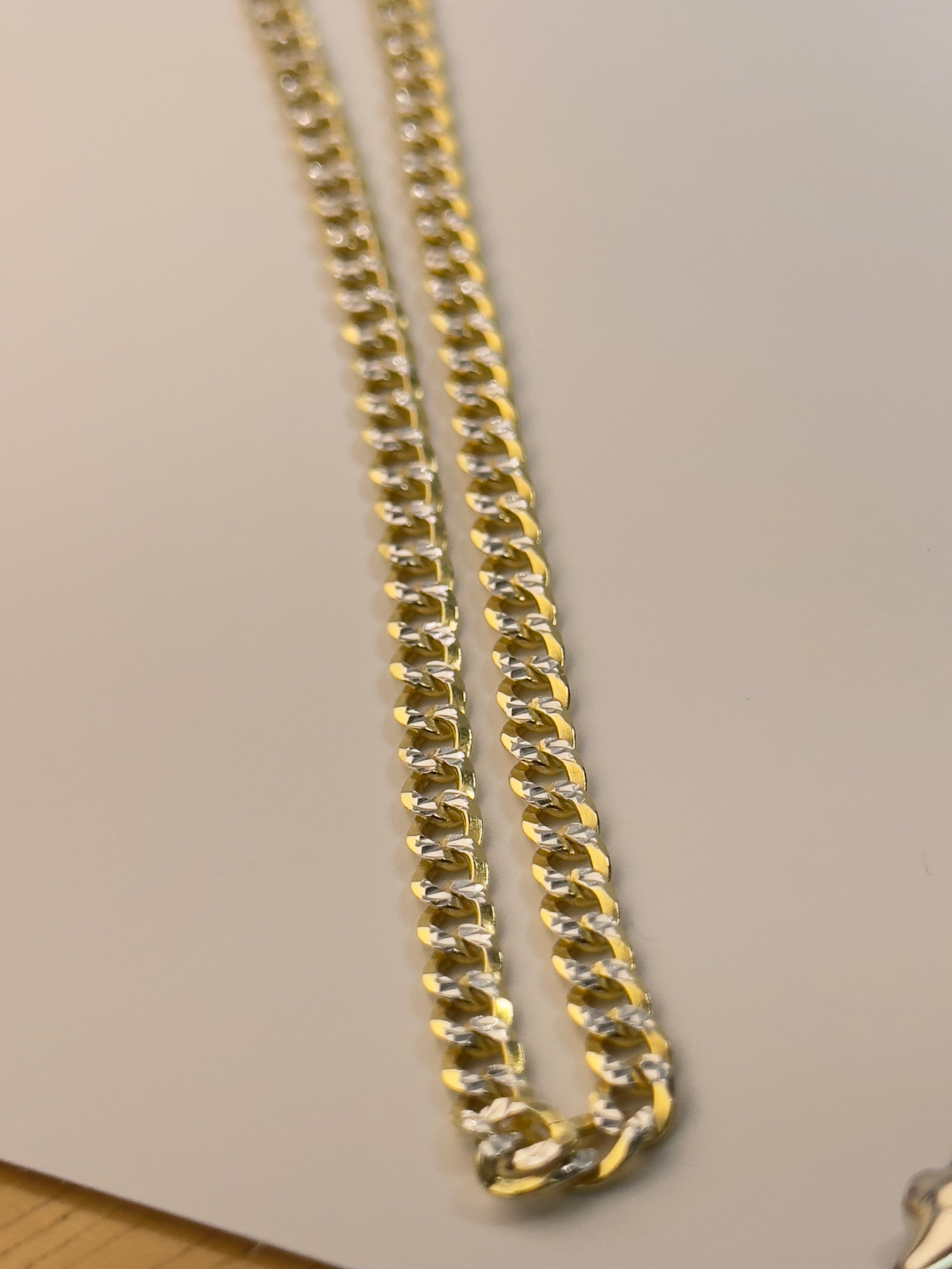 DR3105 - 925 Sterling Silver,14K YG Bonded - Men's Gold Chains - Cuban