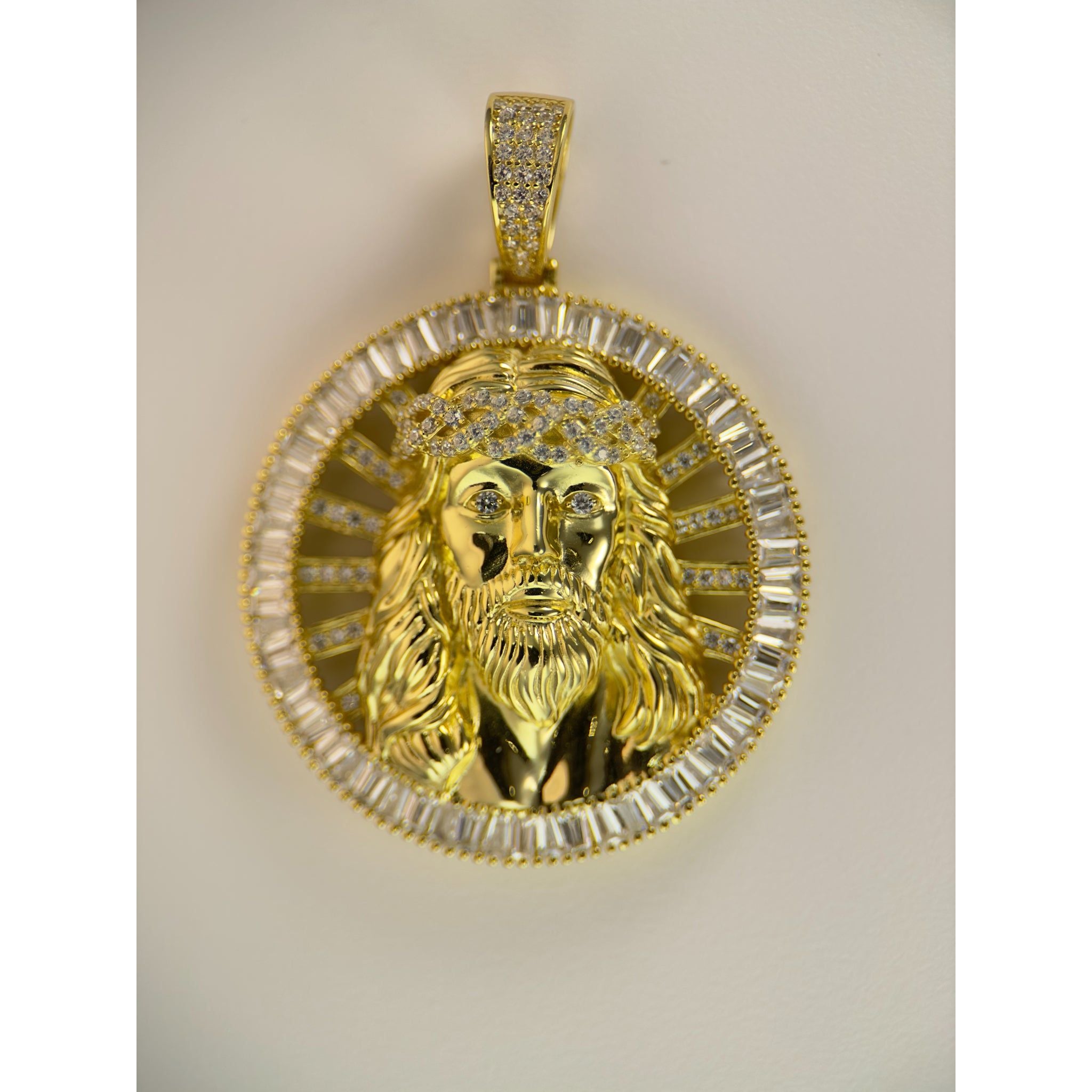 DR3158 - 925 Sterling Silver,14k Gold Bonded - Lab Created Stones - Pendant - Jesus Pendant