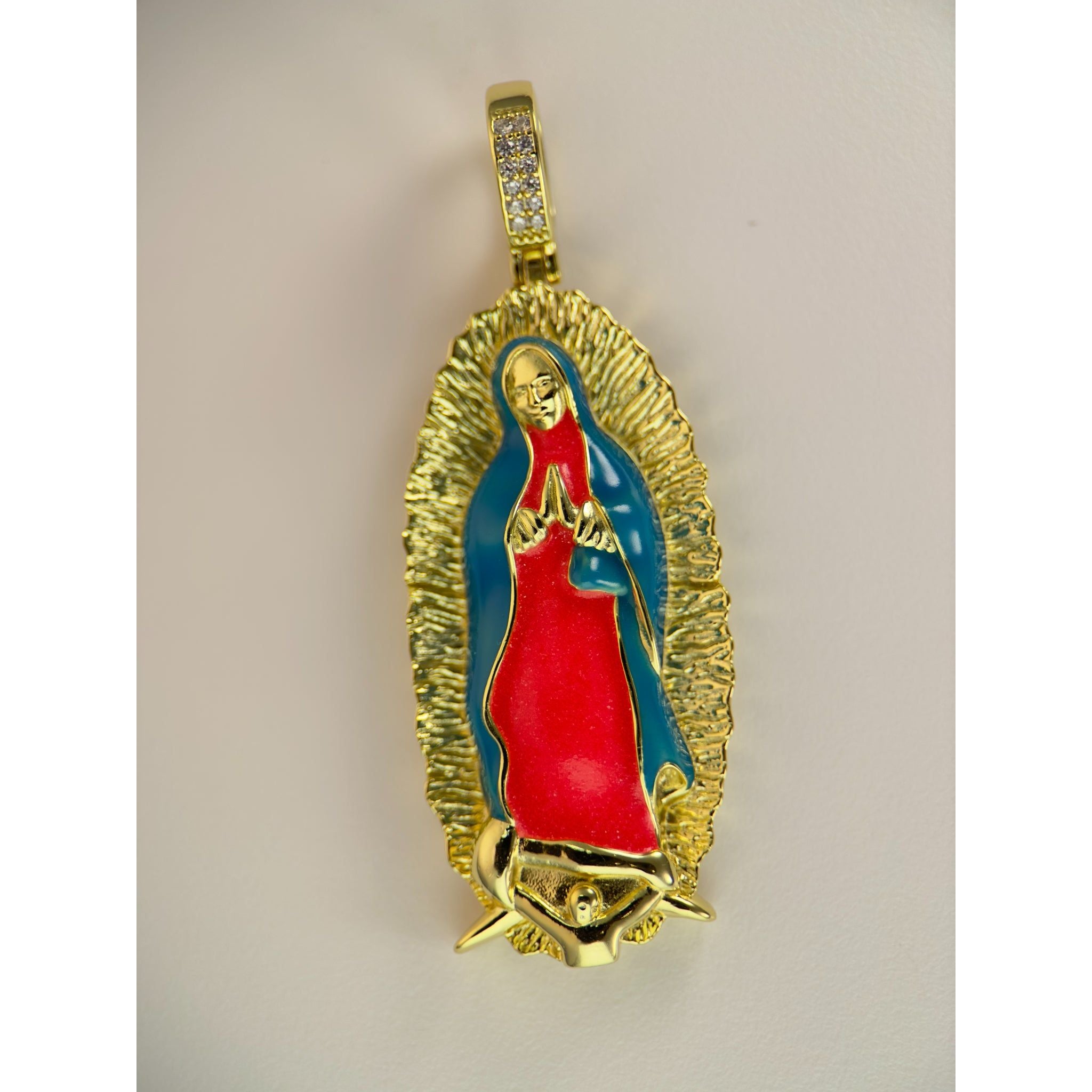 DR3165 - 925 Sterling Silver,14k Gold Bonded - Lab Created Stones - Pendant - Guadalupe Virgin Mary (Enamel)