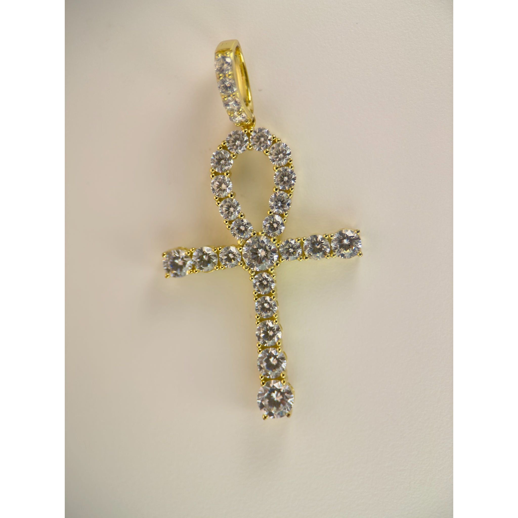 DR3169 - 925 Sterling Silver,14k Gold Bonded - Lab Created Stones - Pendant - Onk Cross Pendant