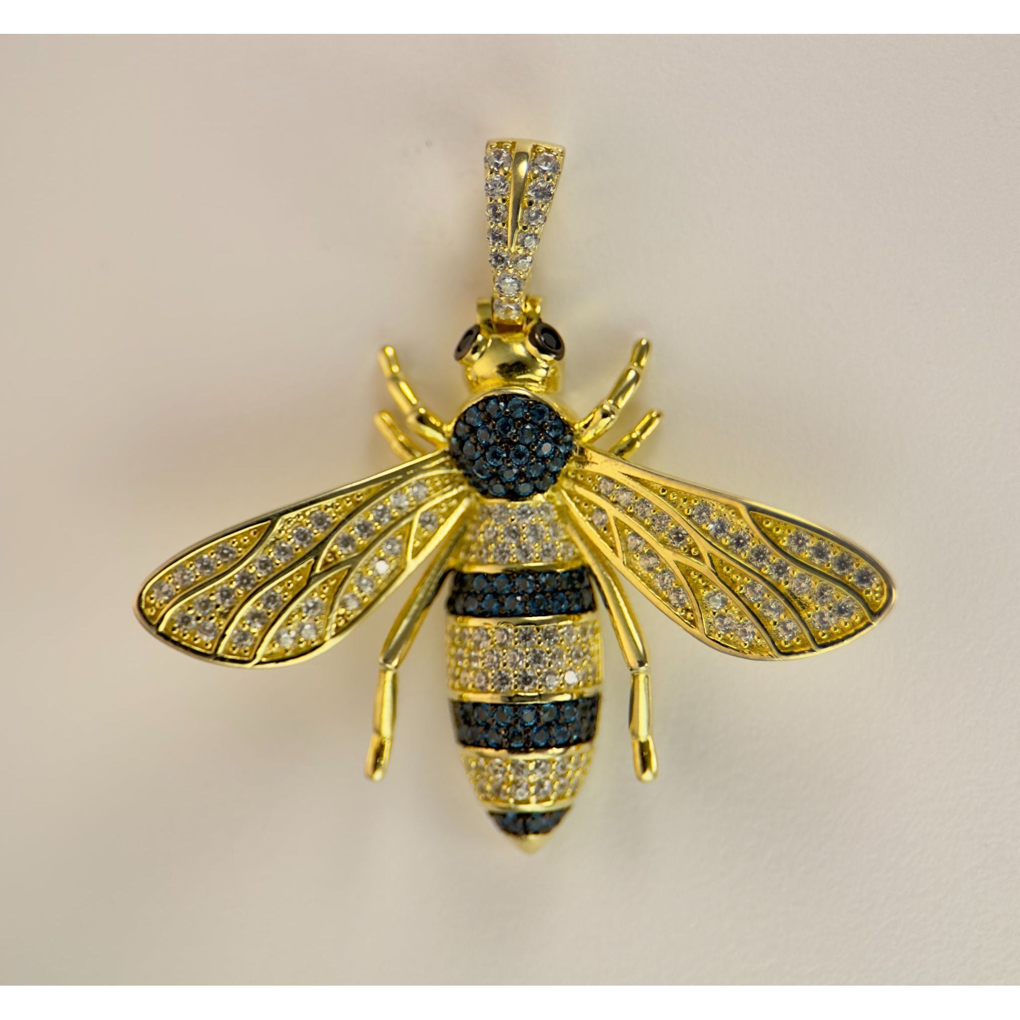 DR3173 - 925 Sterling Silver,14k Gold Bonded - Lab Created Stones - Pendant - Bee Pendant