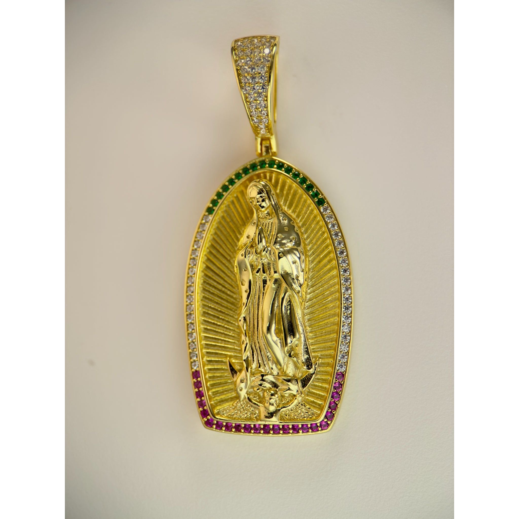 DR3174 - 925 Sterling Silver,14k Gold Bonded - Lab Created Stones - Pendant - Blessed Mother Pendant