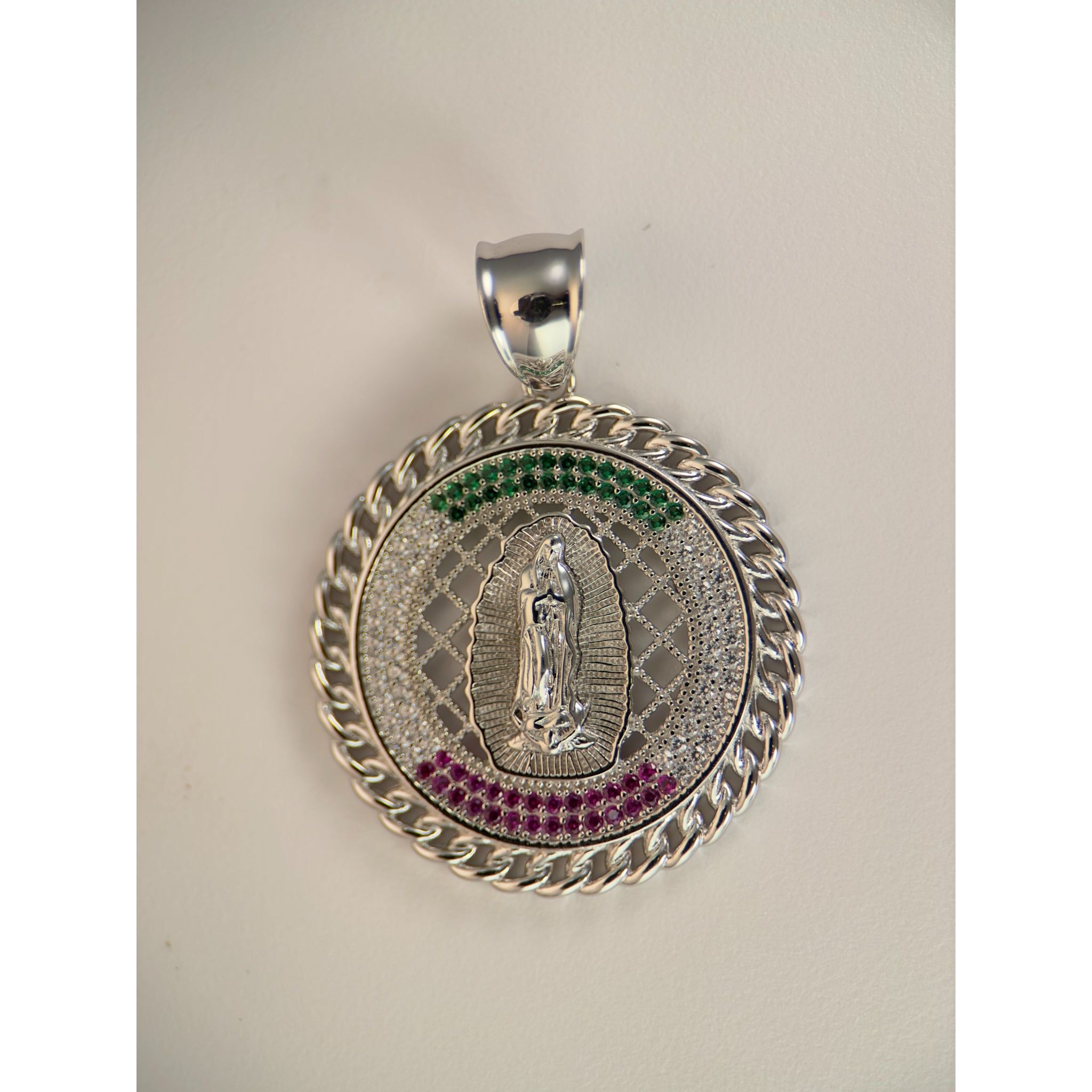 DR3195 - 925 Sterling Silver - Lab Created Stones - Pendant - Blessed Mother Pendant