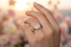 DR1147 - 14K Yellow Gold - Emerald (Halo) - Diamond - Bridal Ring