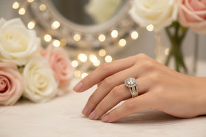 DR1041 - 14K Yellow Gold - Round (Halo) - Diamond - Bridal Ring