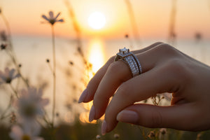 DR1042 - 14K White Gold - Princess (Halo) - Diamond - Bridal Ring - Certified