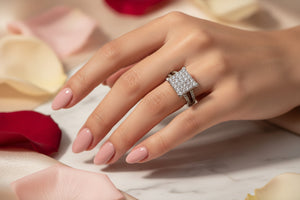 DR1043 - 14K White Gold - Princess Pavé (Invisible) - Diamond - Bridal Ring