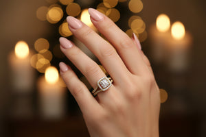 DR1083 - 14K Yellow Gold - Princess (Halo) - Diamond - Bridal Ring