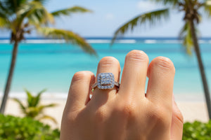 DR1047 - 14K White Gold - Princess (Halo) - Diamond - Bridal Ring