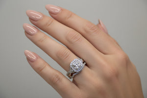 DR1104 - 14K White Gold - Cushion (Halo) - Diamond - Bridal Ring
