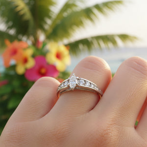 DR1126 - 14K White Gold - Marquise - Diamond - Bridal Ring