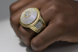 DR1191 - 10K Yellow Gold - Round - Diamond - Men's Diamond Rings